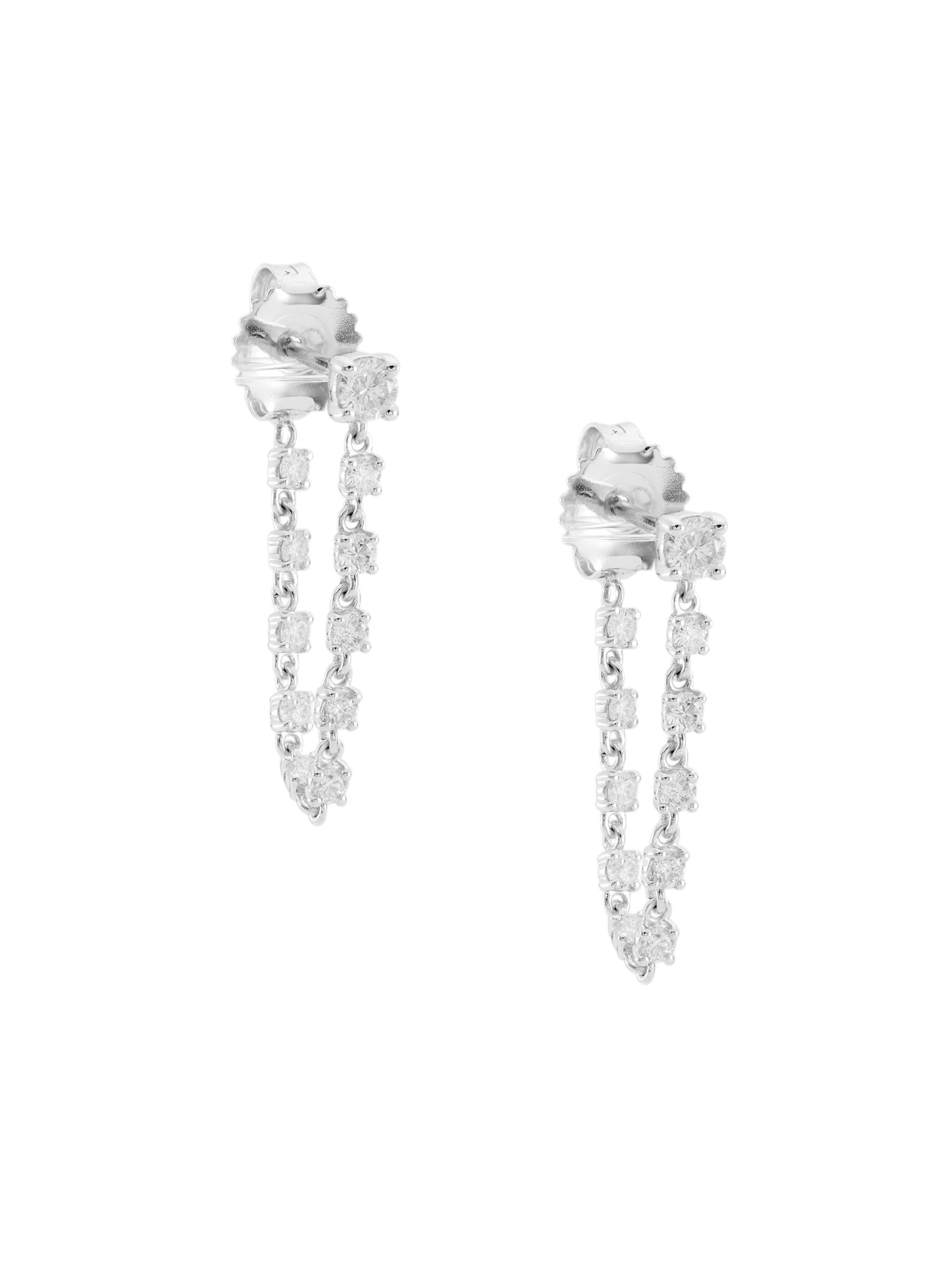 Saks Fifth Avenue Collection Women's 14K White Gold & 0.74 TCW Diamond Draped Chain Earrings - White