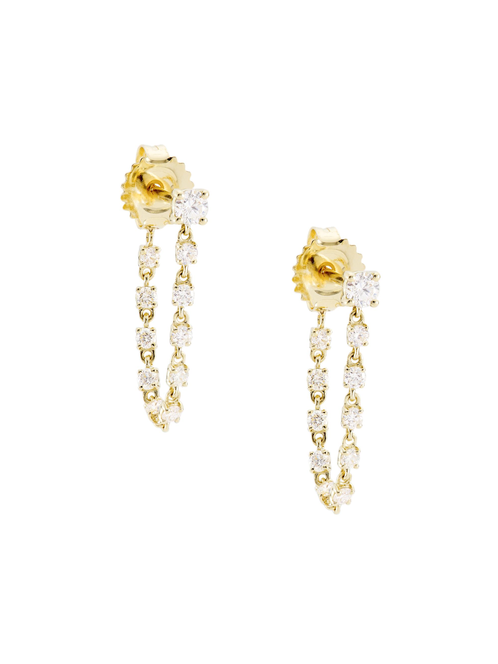 Saks Fifth Avenue Collection Women's 14K Yellow Gold & 0.74 TCW Diamond Draped Chain Earrings - Yellow Gold