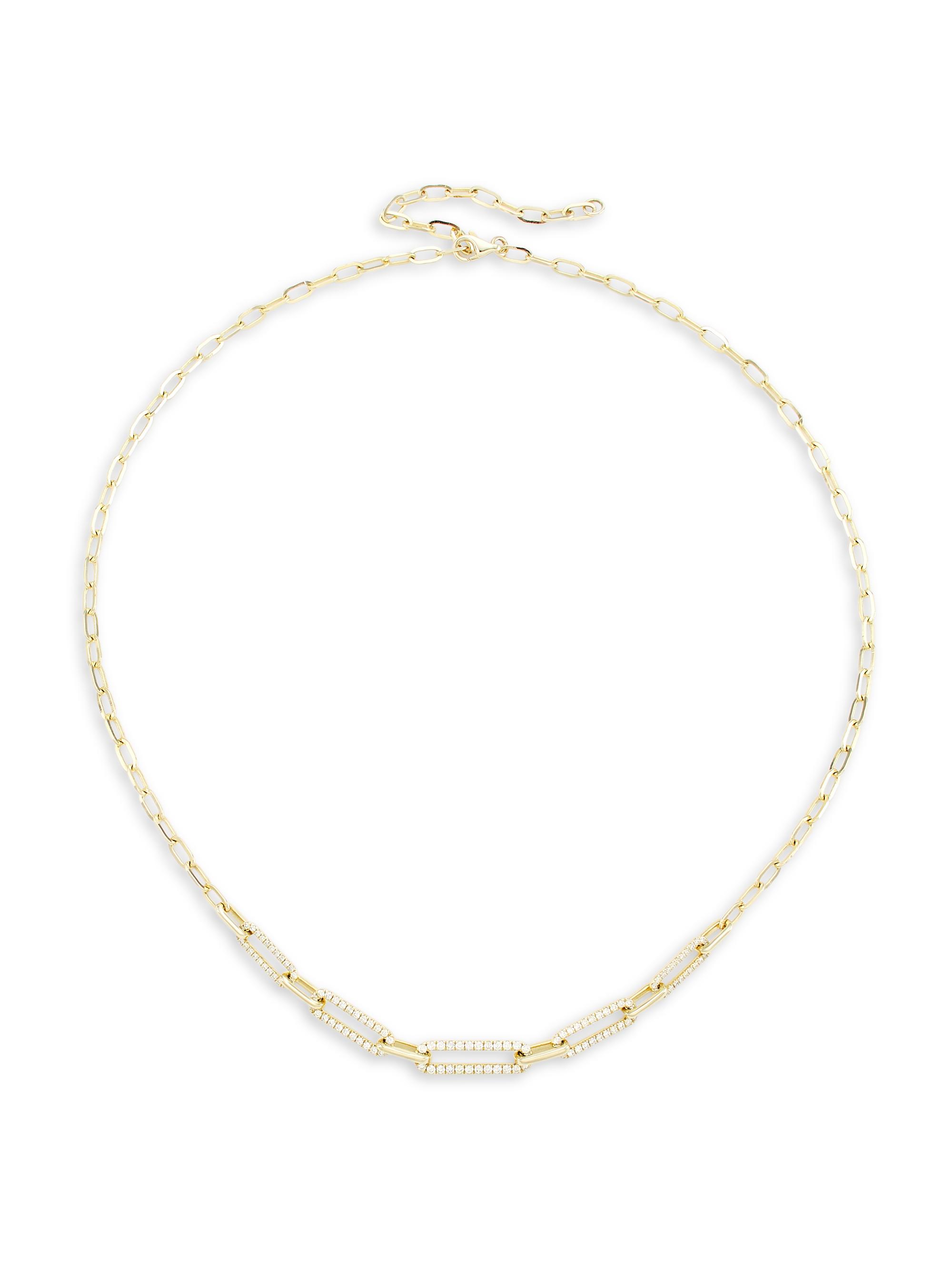 Saks Fifth Avenue Collection Women's 14K Yellow Gold & 0.71 TCW Diamond Paper Clip Chain Necklace - Yellow Gold