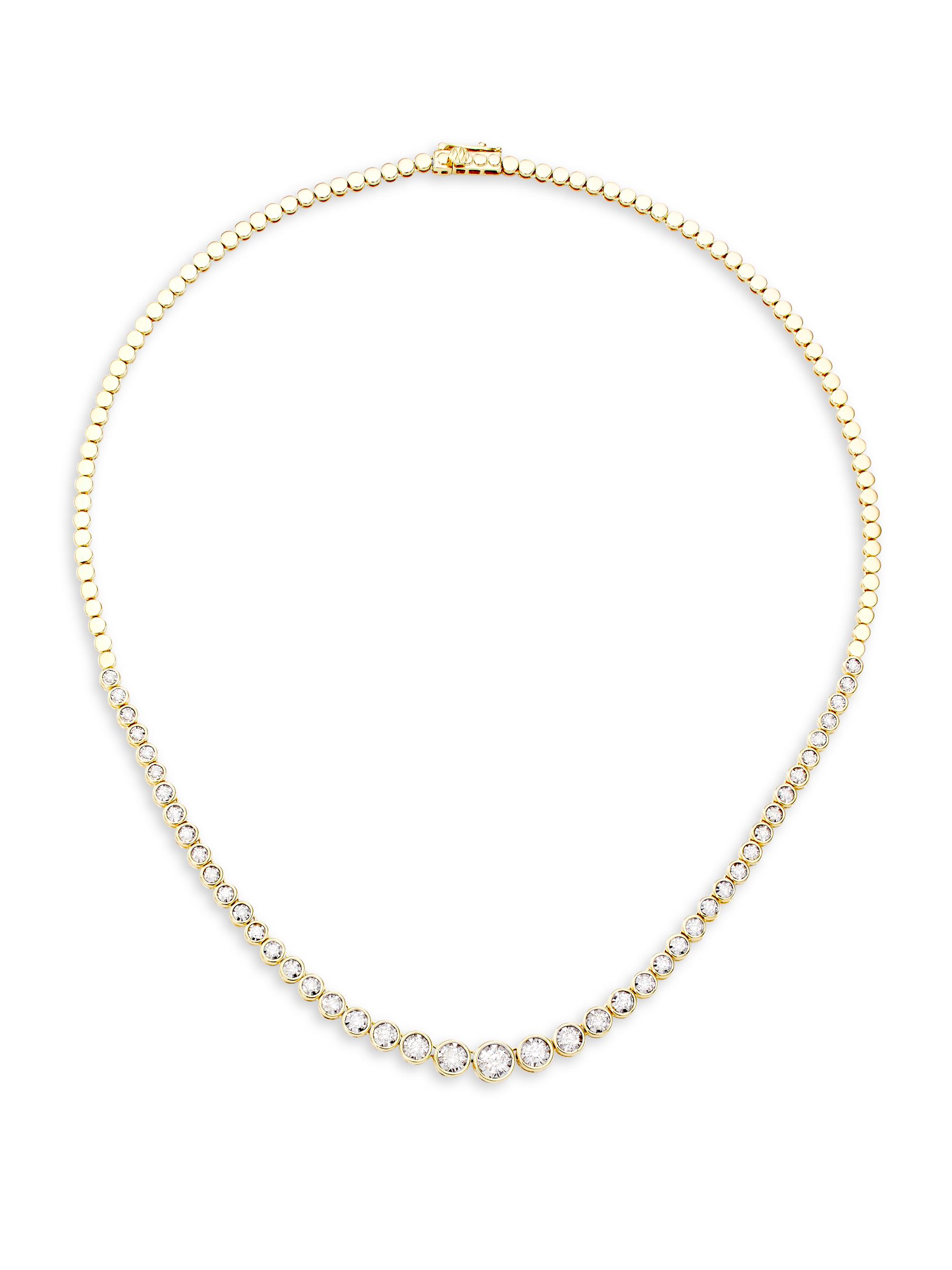 Saks Fifth Avenue Collection Women's 14K Yellow Gold & 1.5 TCW Diamond Graduated Tennis Necklace - Yellow Gold