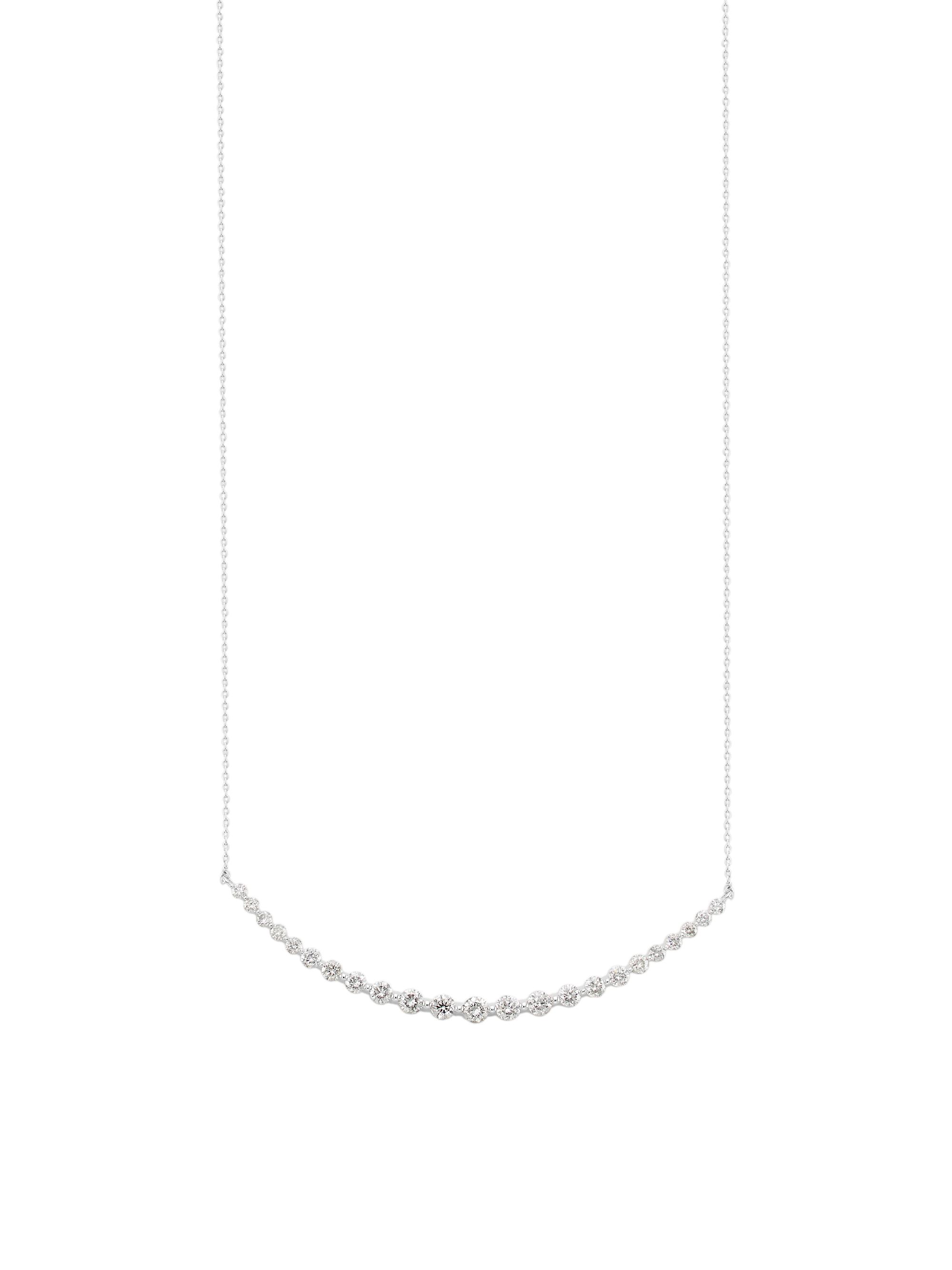 Saks Fifth Avenue Collection Women's 14K White Gold & 2.00 TCW Diamond Curved Pendant Necklace - White