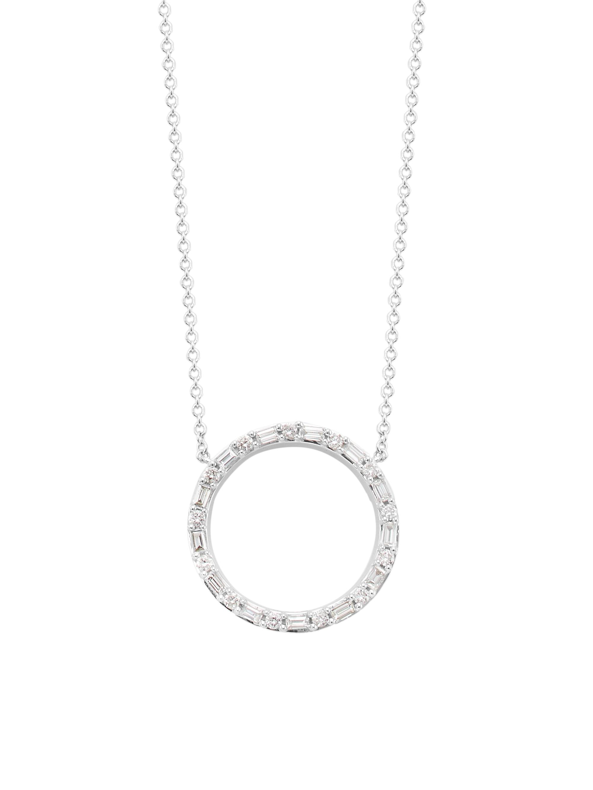 Saks Fifth Avenue Collection Women's 14K White Gold & 0.5 TCW Diamond  Round Pendant Necklace - White
