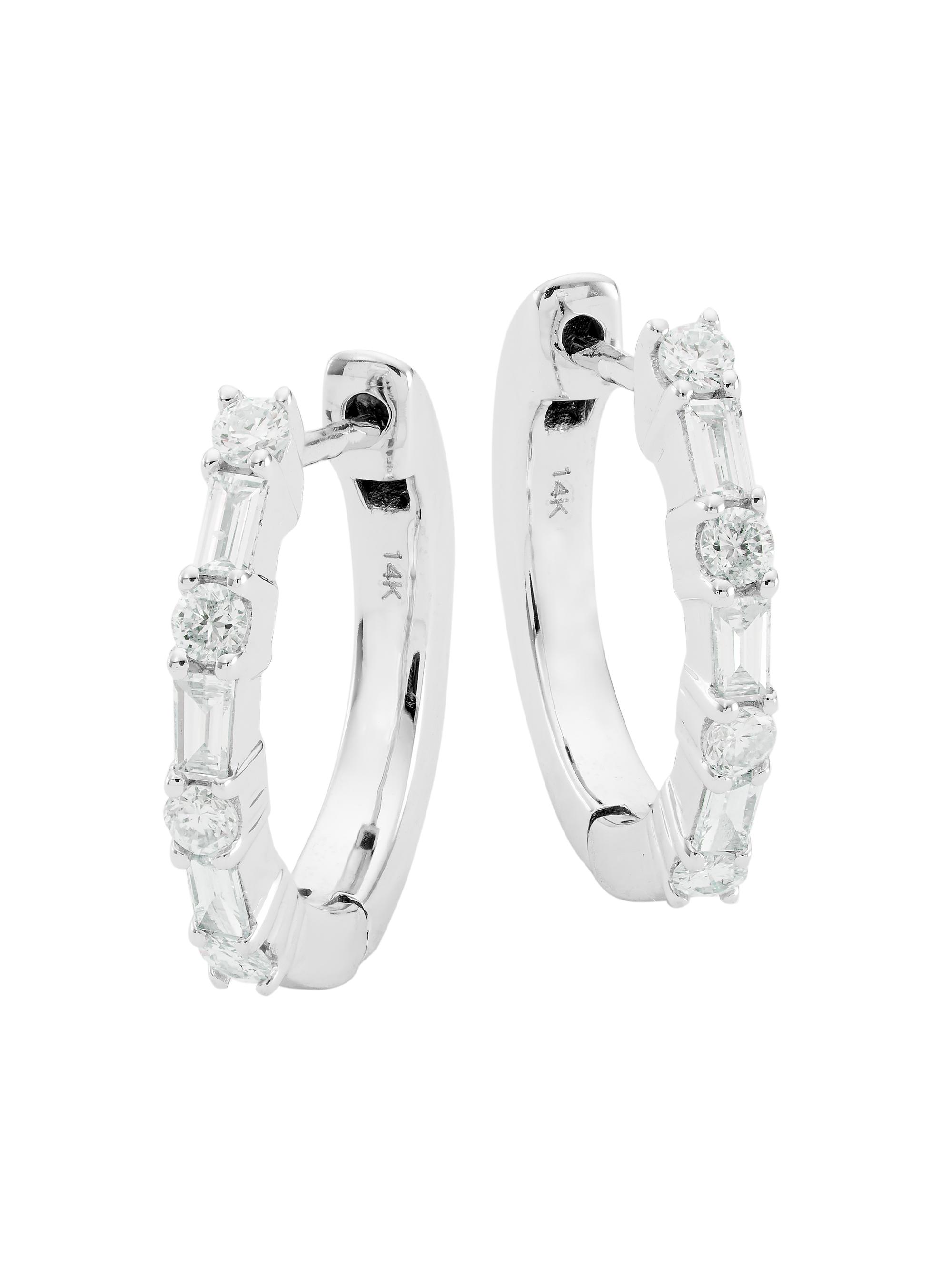 Saks Fifth Avenue Collection Women's 14K White Gold & 0.38 TCW Diamond Hoop Earrings - White