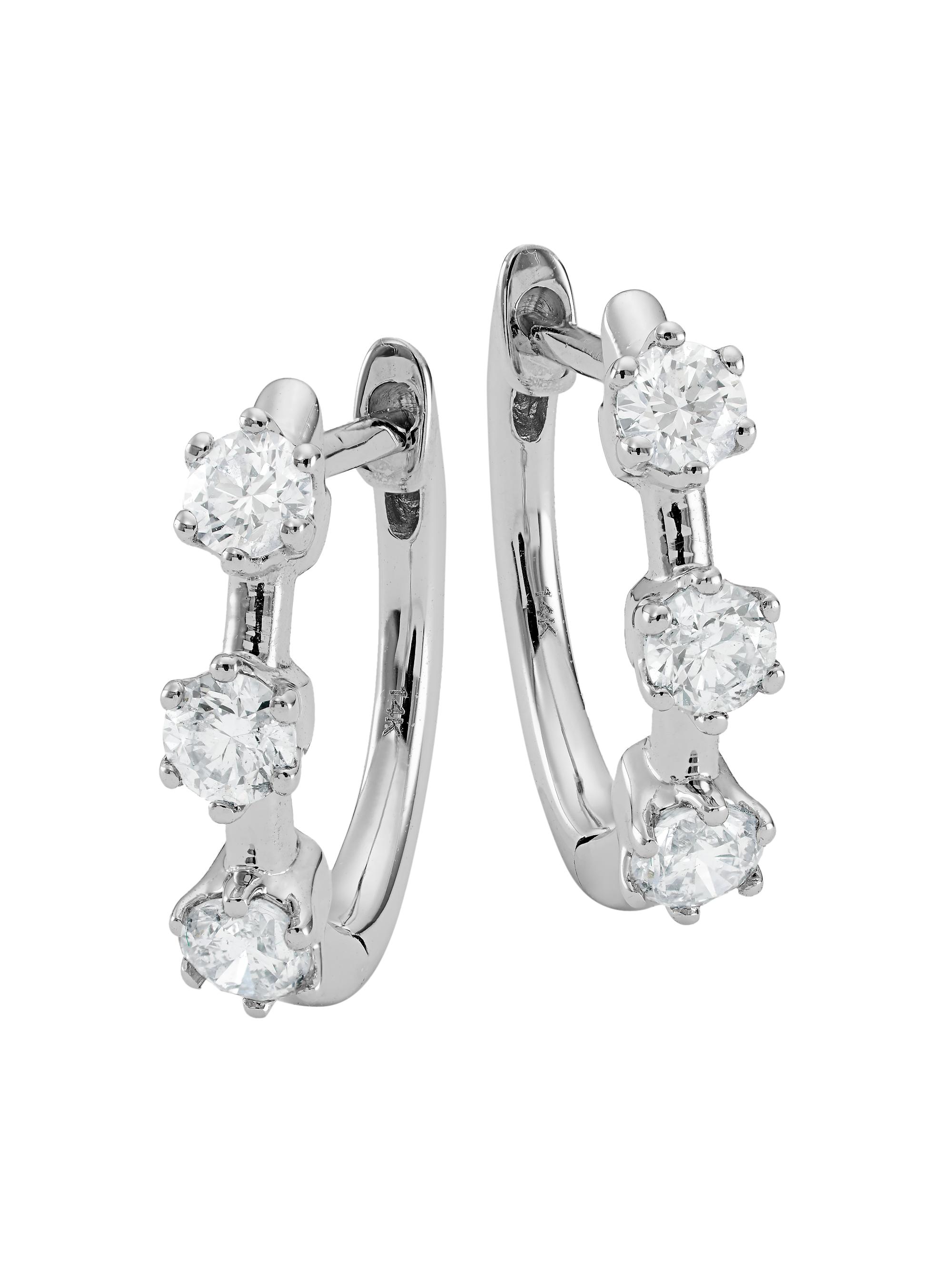 Saks Fifth Avenue Collection Women's 14K White Gold & 0.55 TCW Diamond Hoop Earrings - White