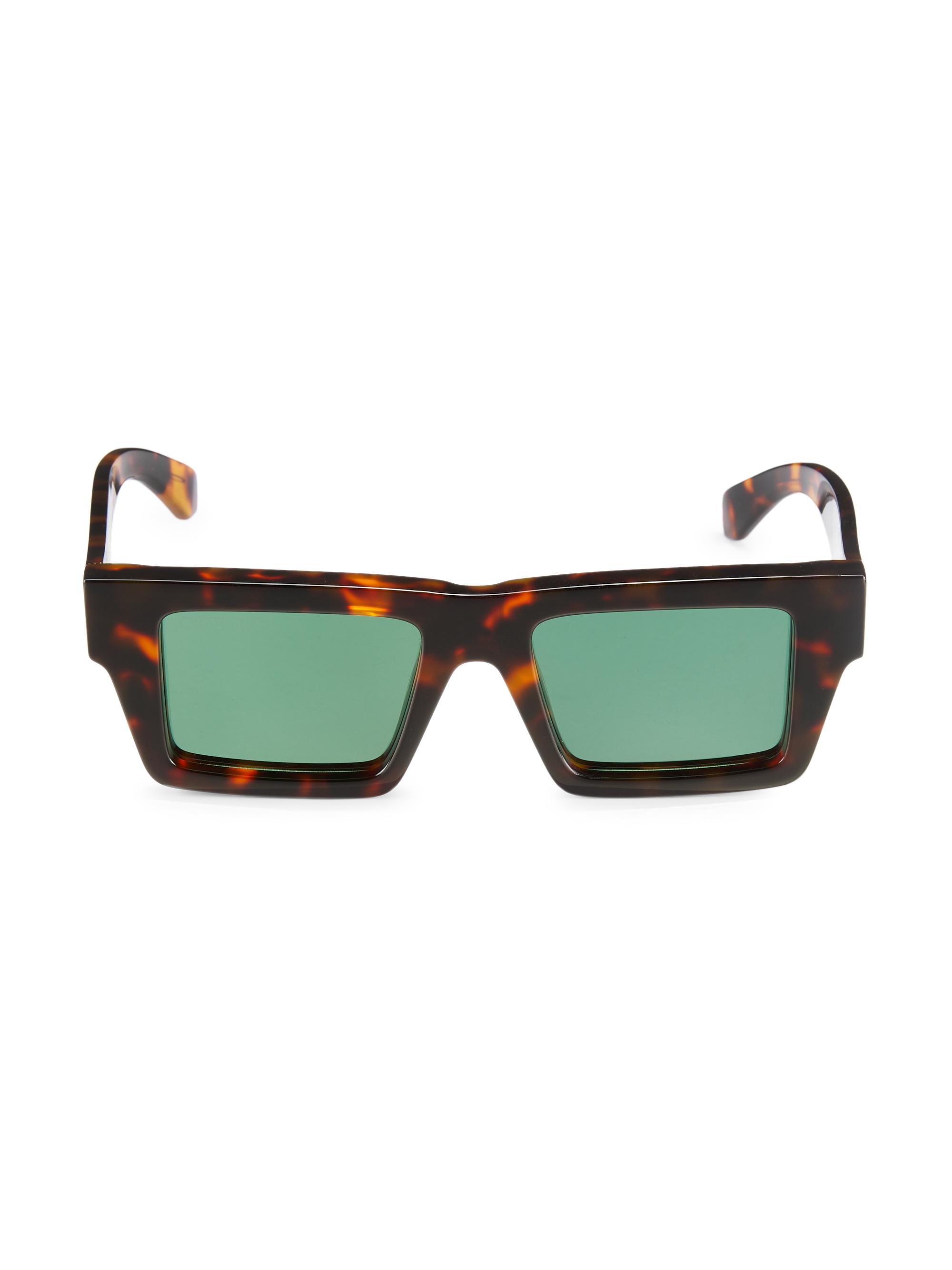 Off-White Men's Nassau 51MM Square Acetate Rectangular Sunglasses - Havana Green