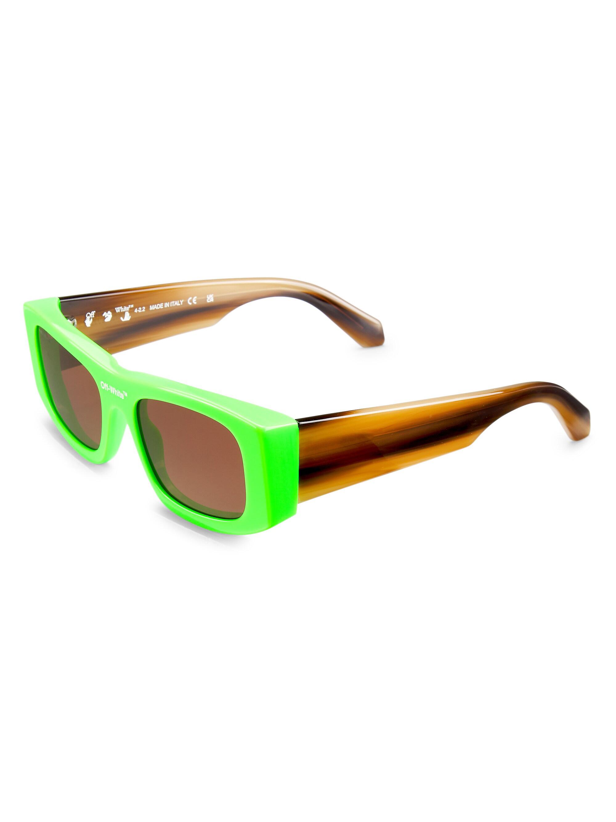 Off-White Men's Lucio 54MM Square Acetate Rectangular Sunglasses - Green Brown