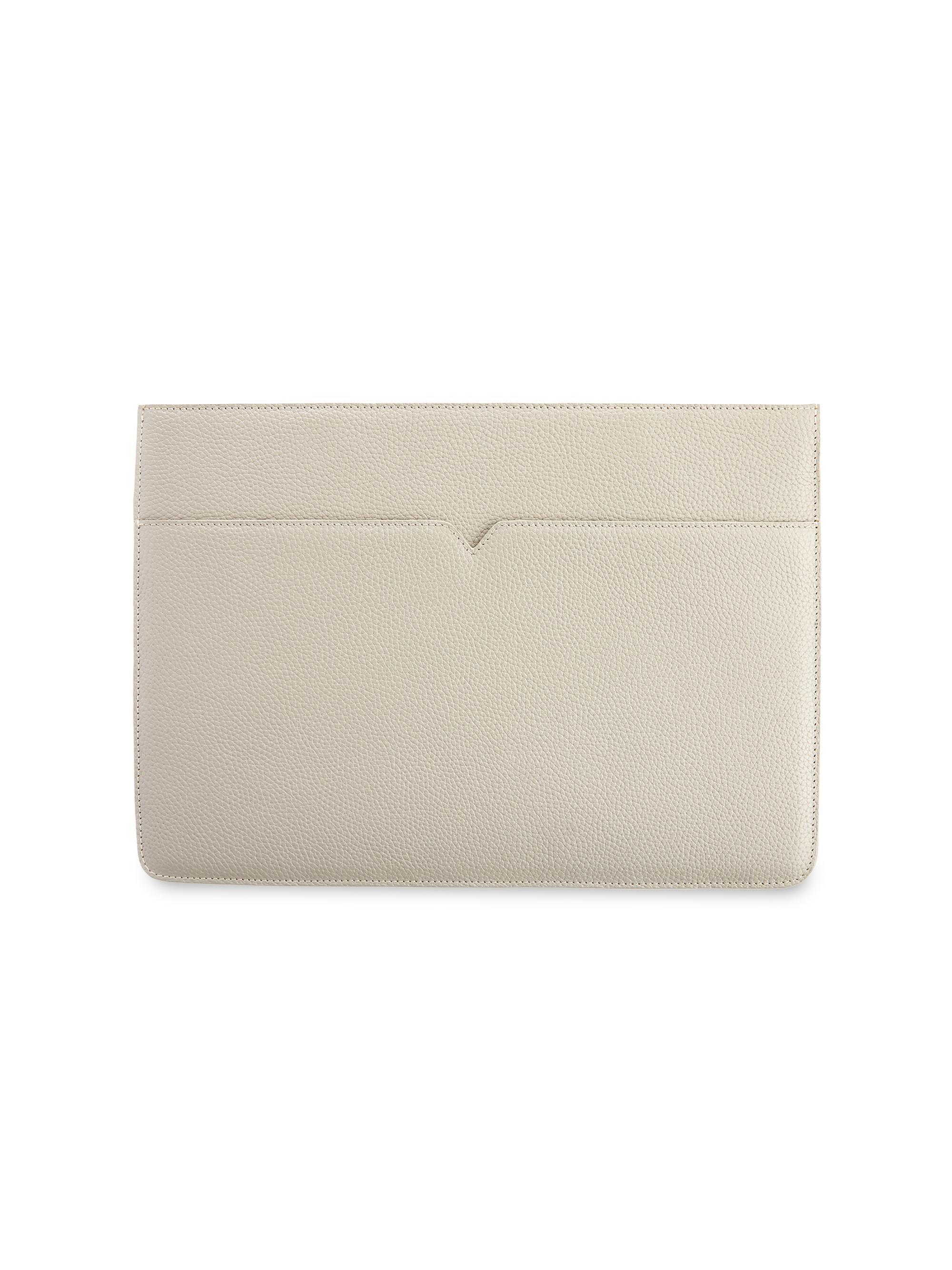 Royce New York Men's Leather Laptop Sleeve/13" - Taupe