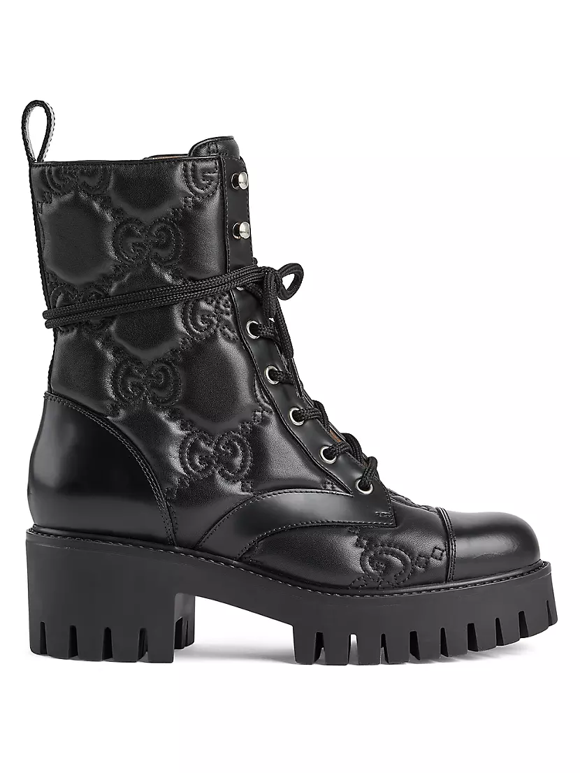 CHANEL Fall-Winter 22/23 Black Quilted Leather Lace Up Boots Size: 38