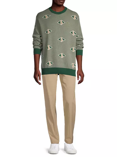 Shop Lacoste Classic Monogram Cotton-Blend Sweater