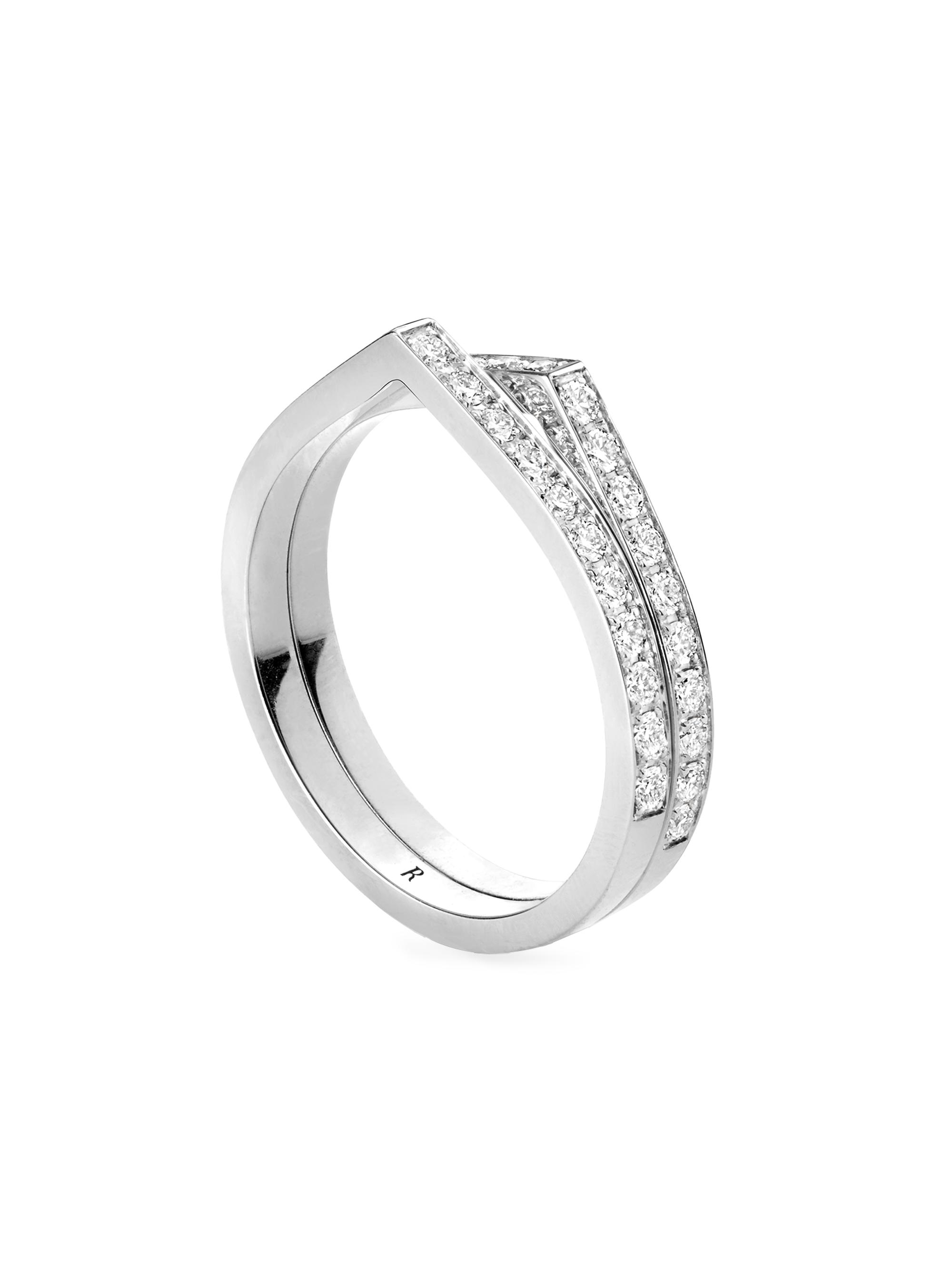 Repossi Women's Antifer 18K White Gold & Diamond Double Ring - White Gold