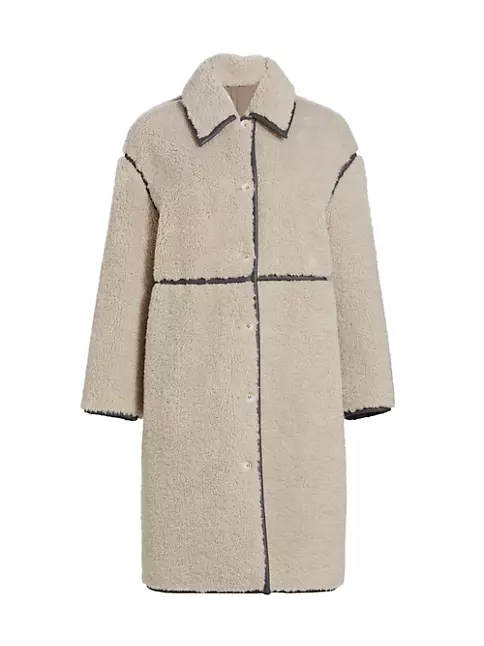 grey monogram shearling coat