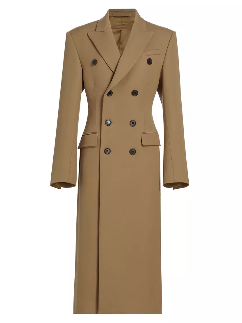 Double-Breasted Wool Long Coat