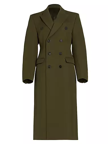 Double-Breasted Wool Long Coat