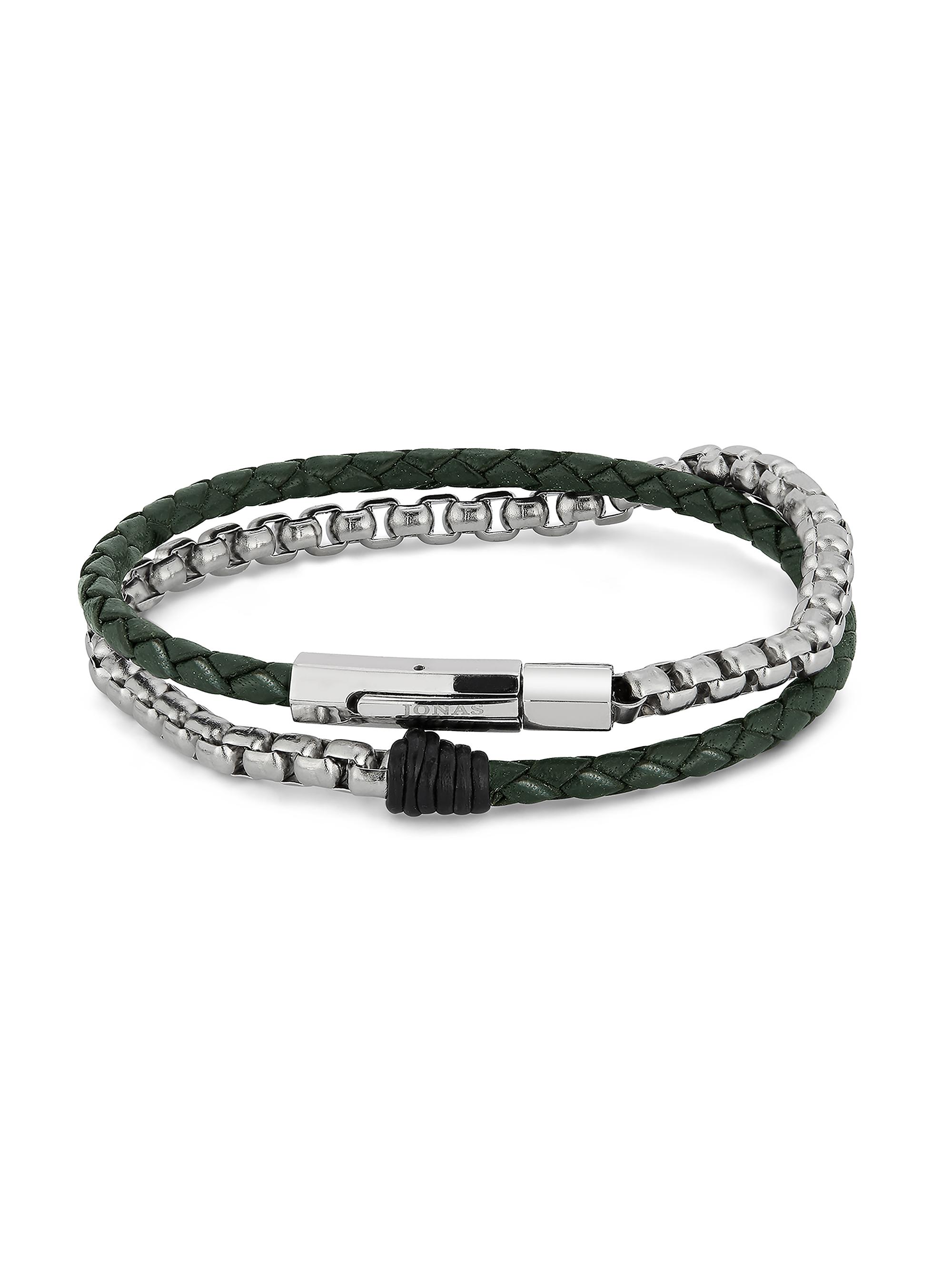 Jonas Studio Men's Bowery Electric Wrap Bracelet - Green Silver