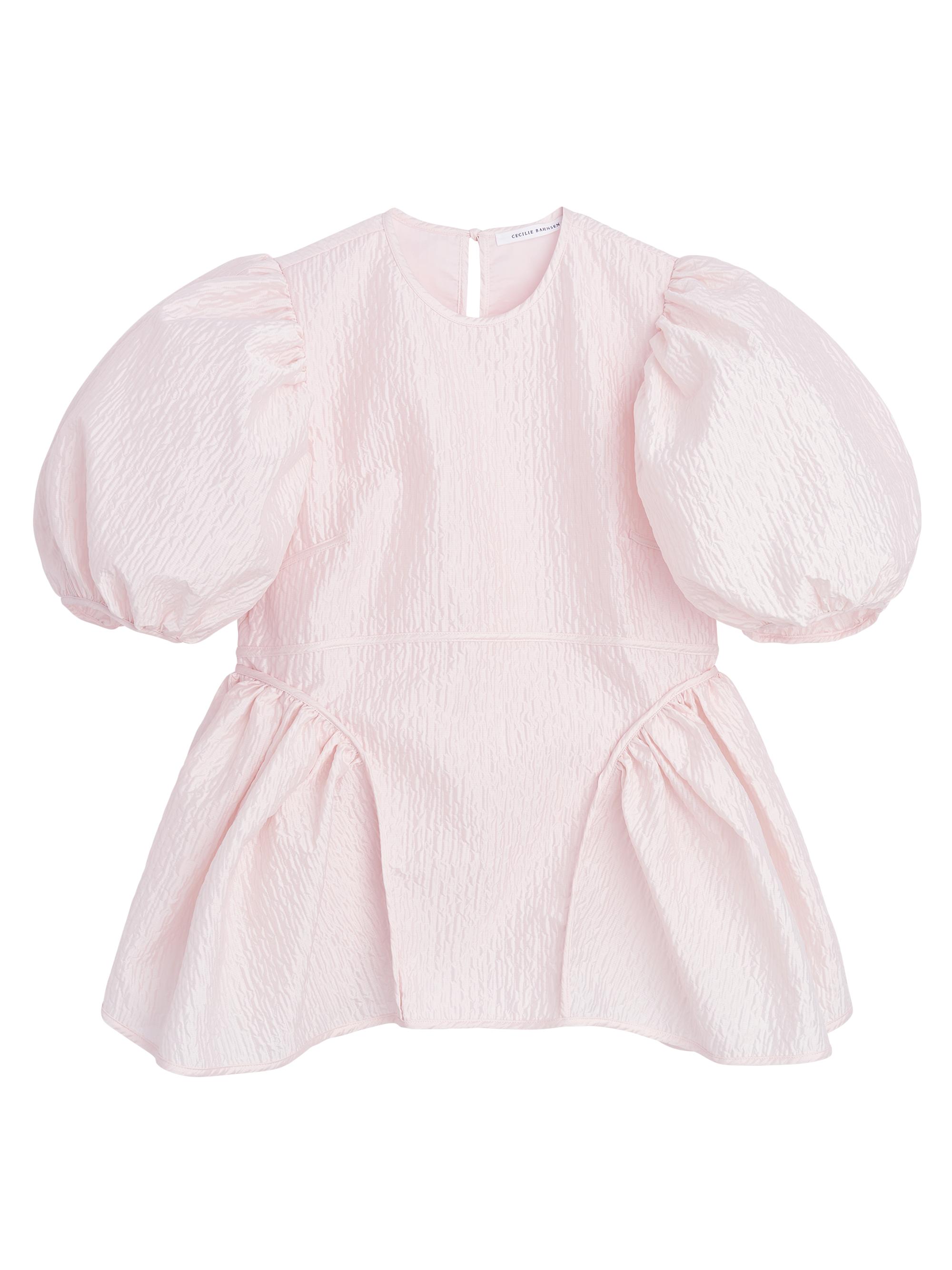 Cecilie Bahnsen Women's Crinkle Puff-Sleeve Top - Powder Pink