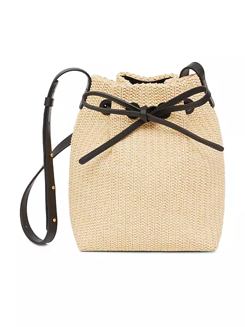 Mansur Gavriel Mini Drawstring Raffia Bucket Bag
