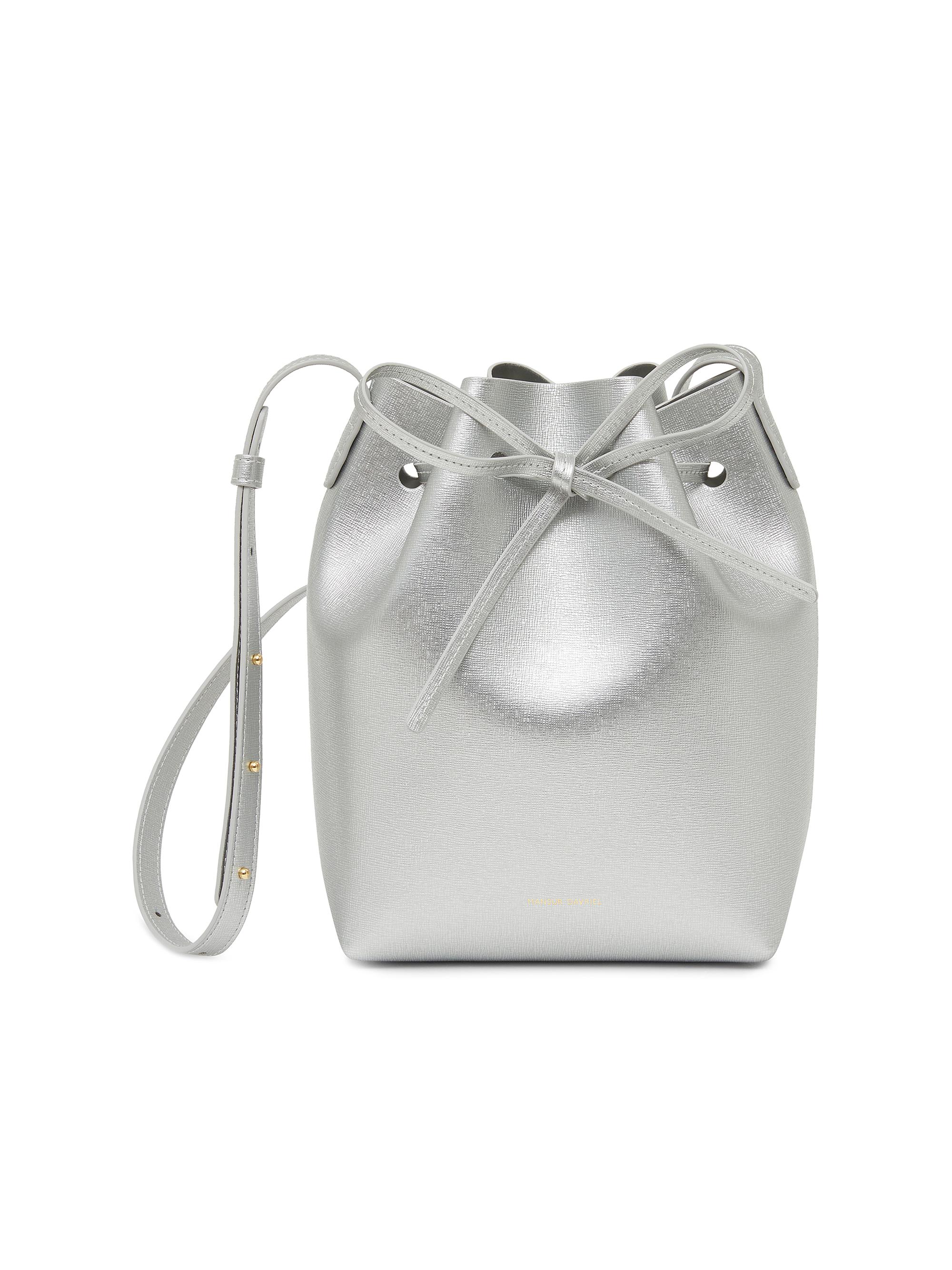 Mansur Gavriel Women's Mini Leather Bucket Bag - Silver