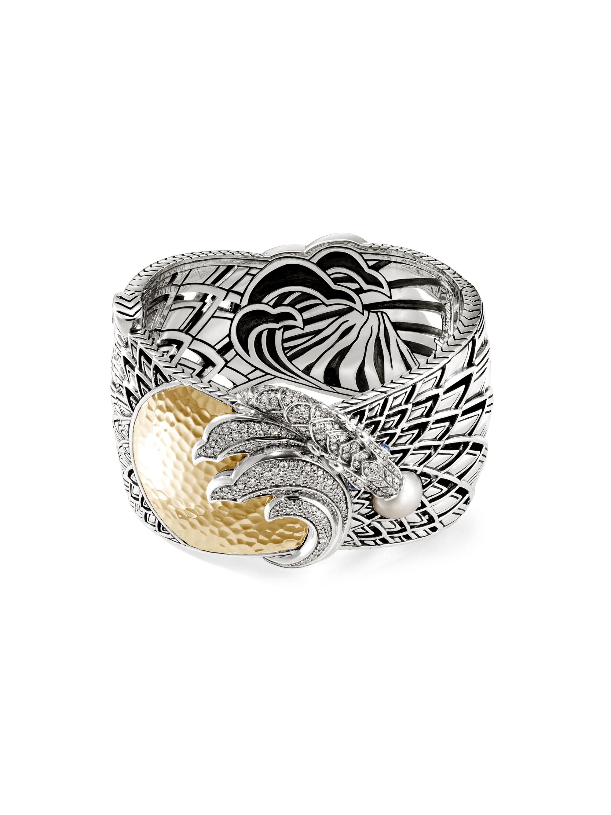 John Hardy Women's Naga Dragon Sterling Silver, 18K Yellow Gold, & Multi-Gemstone Bangle - Two Tone