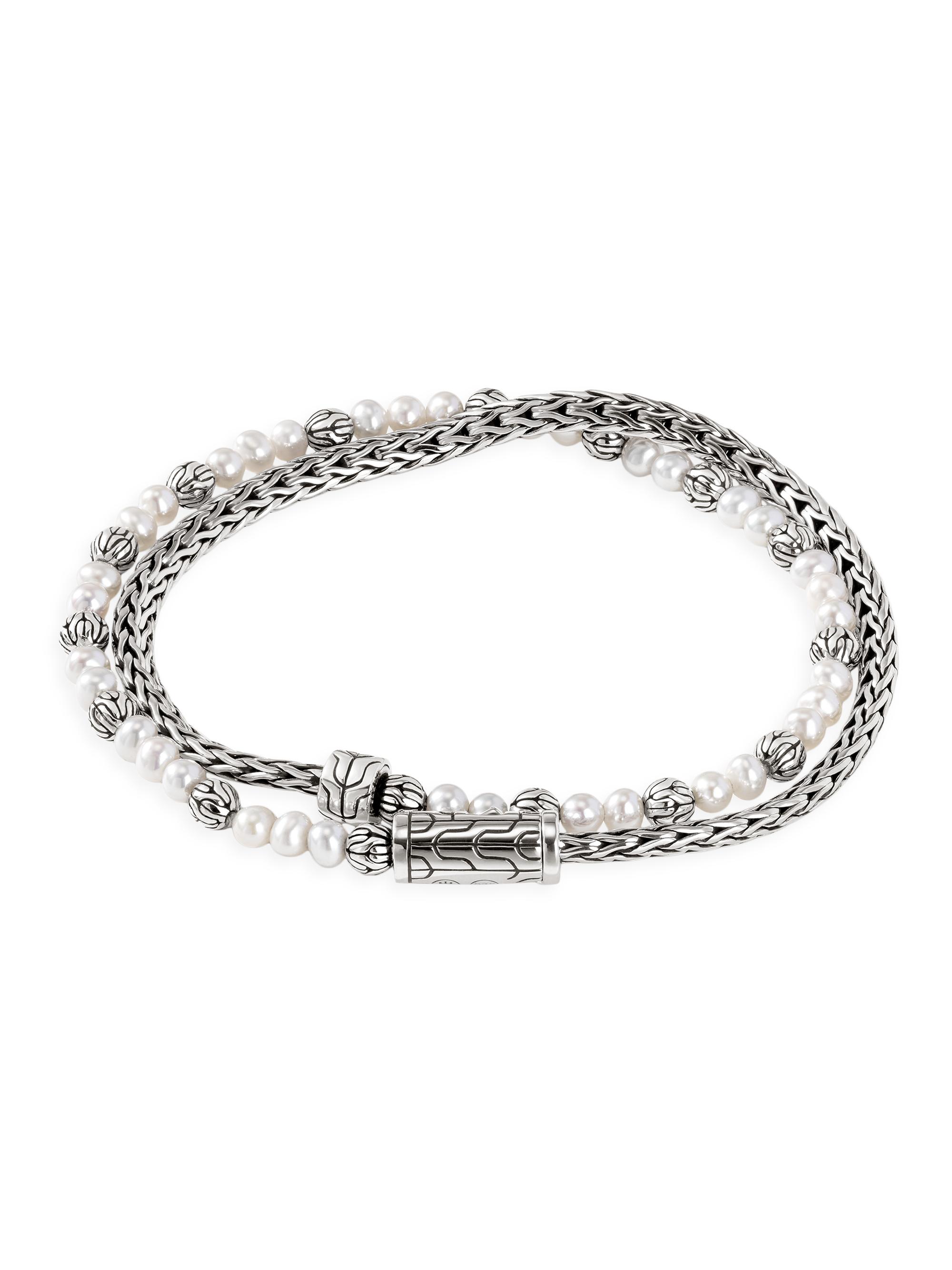 John Hardy Women's Sterling Silver & 3-3.5MM Cultured Freshwater Pearl Chain Bracelet - Silver