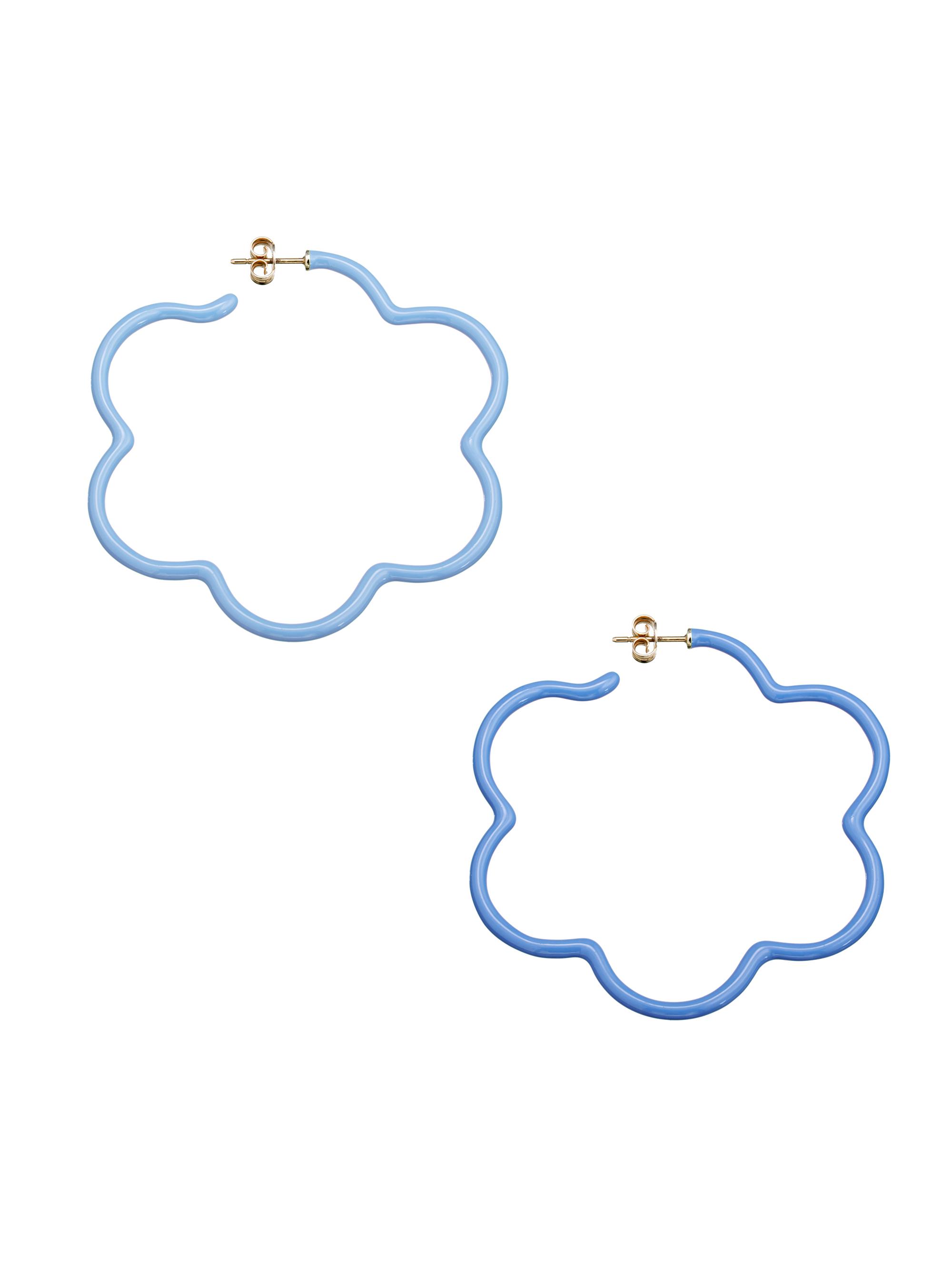 Bea Bongiasca Women's B Colour Goldtone Silver & Two-Tone Enamel Flower Hoop Earrings - Blue