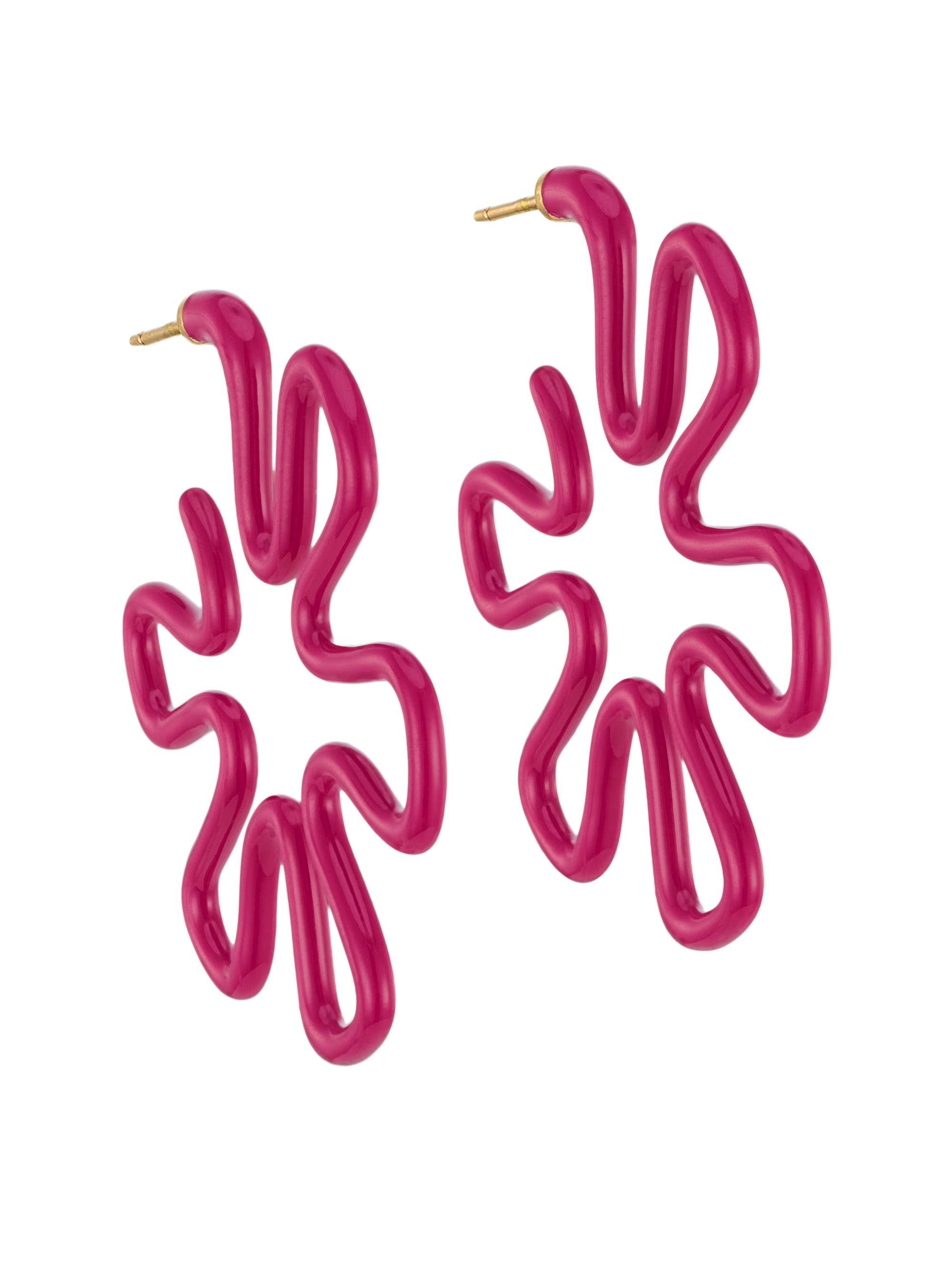 Bea Bongiasca Women's B Colour Amarena Goldtone Silver & Enamel Flower Hoop Earrings - Pink