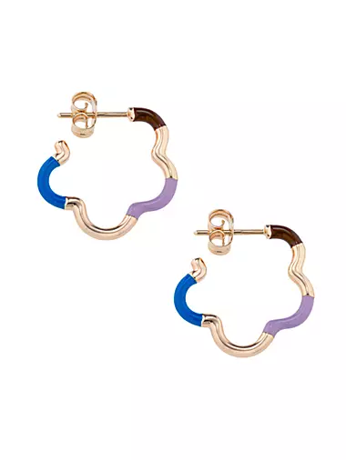B Color B Multi Mini Goldtone, Sterling Silver & Enamel Hoop Earrings
