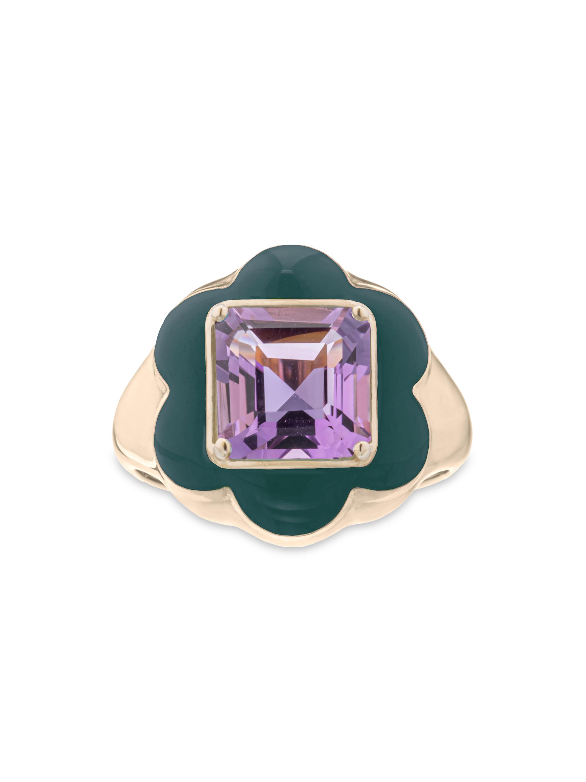 Bea Bongiasca Women's Give Them Flowers Goldtone,Enamel & Amethyst Ring - Purple
