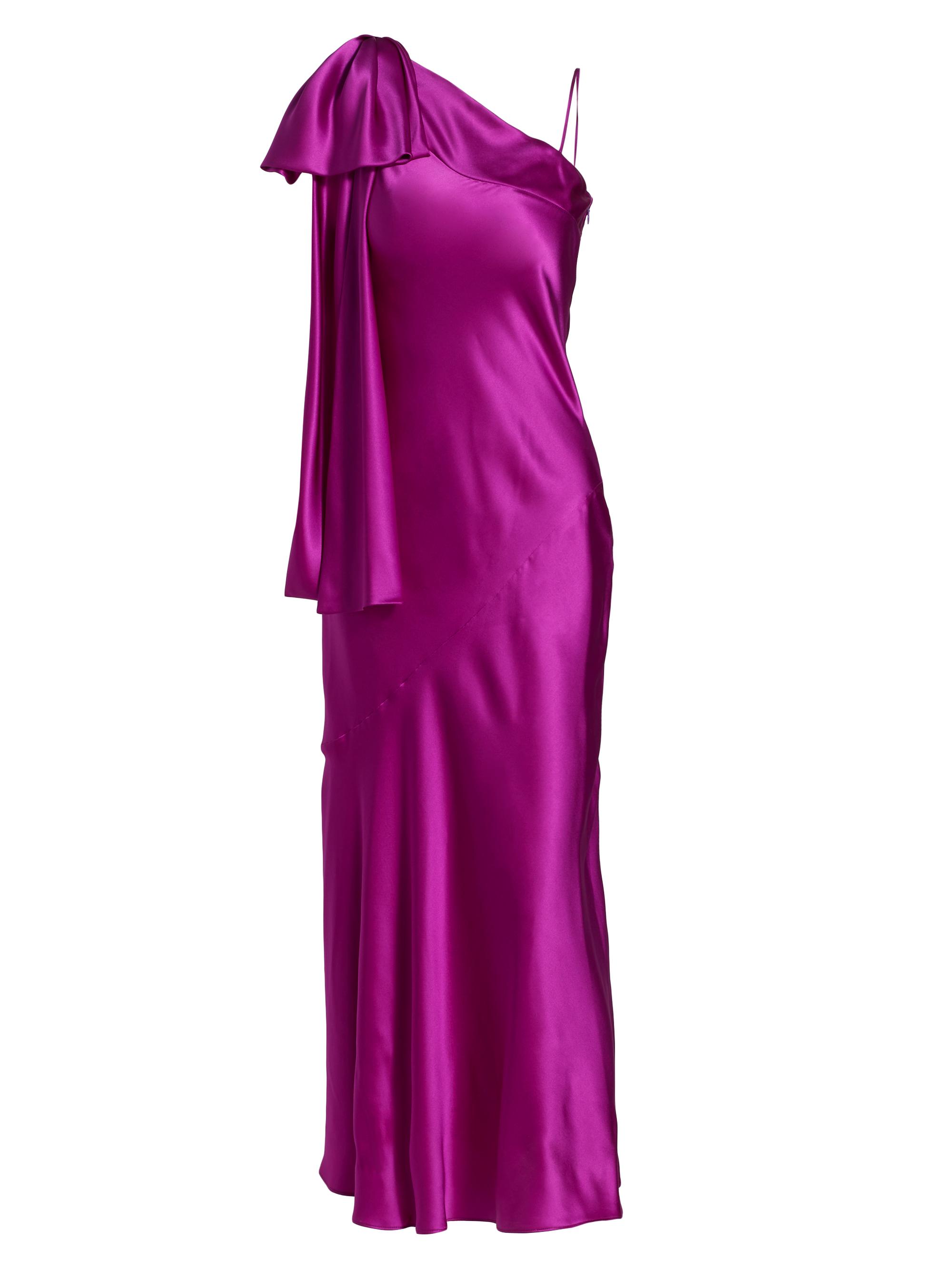 Rodarte Women's Purple Silk Satin 1 Shoulder Dress With Bow Detail - Purple