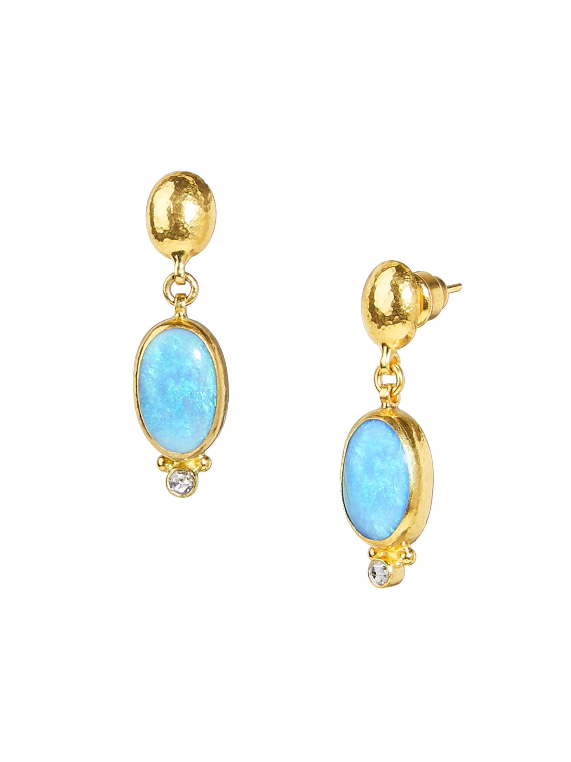 Gurhan Rune 24K Yellow Gold, Opal, Diamond Drop Earrings