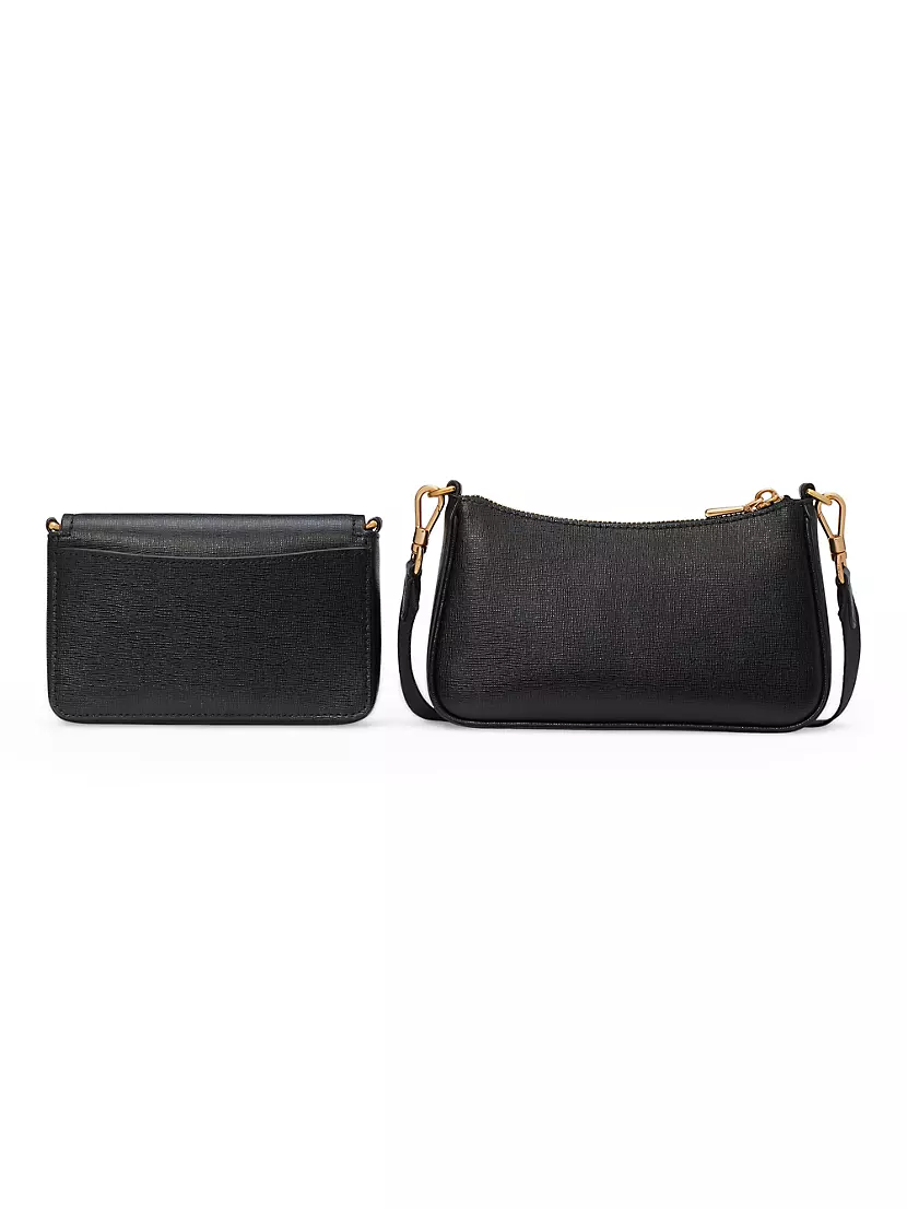 Morgan Shearling & Pebbled Leather Double Up Crossbody