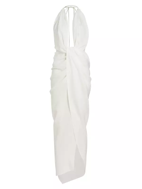 Shop Piece of White Athena Linen Halter Dress | Saks Fifth Avenue