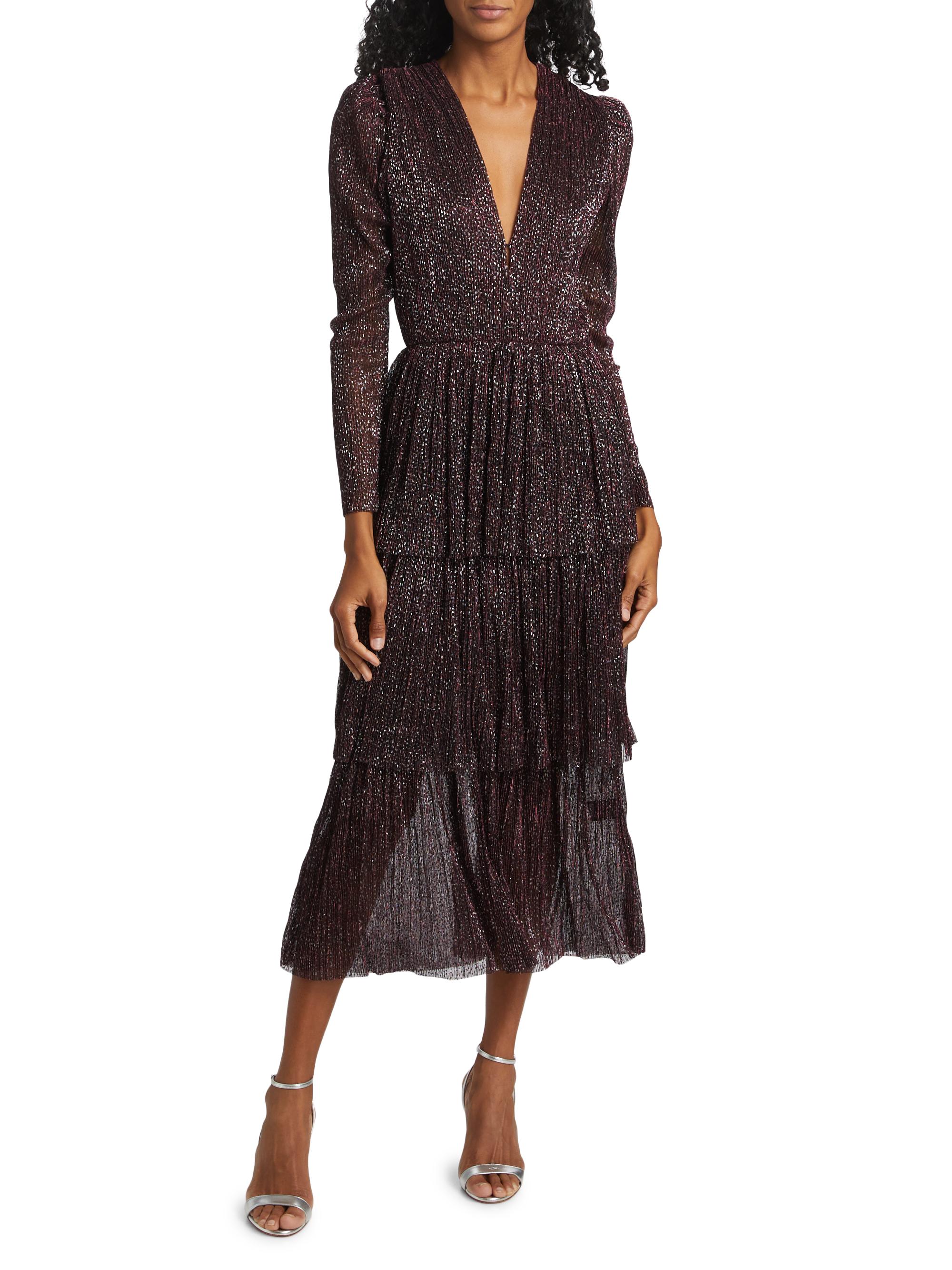 Sabina Musáyev Carry Tiered Belted Metallic Dress | Saks Fifth Avenue