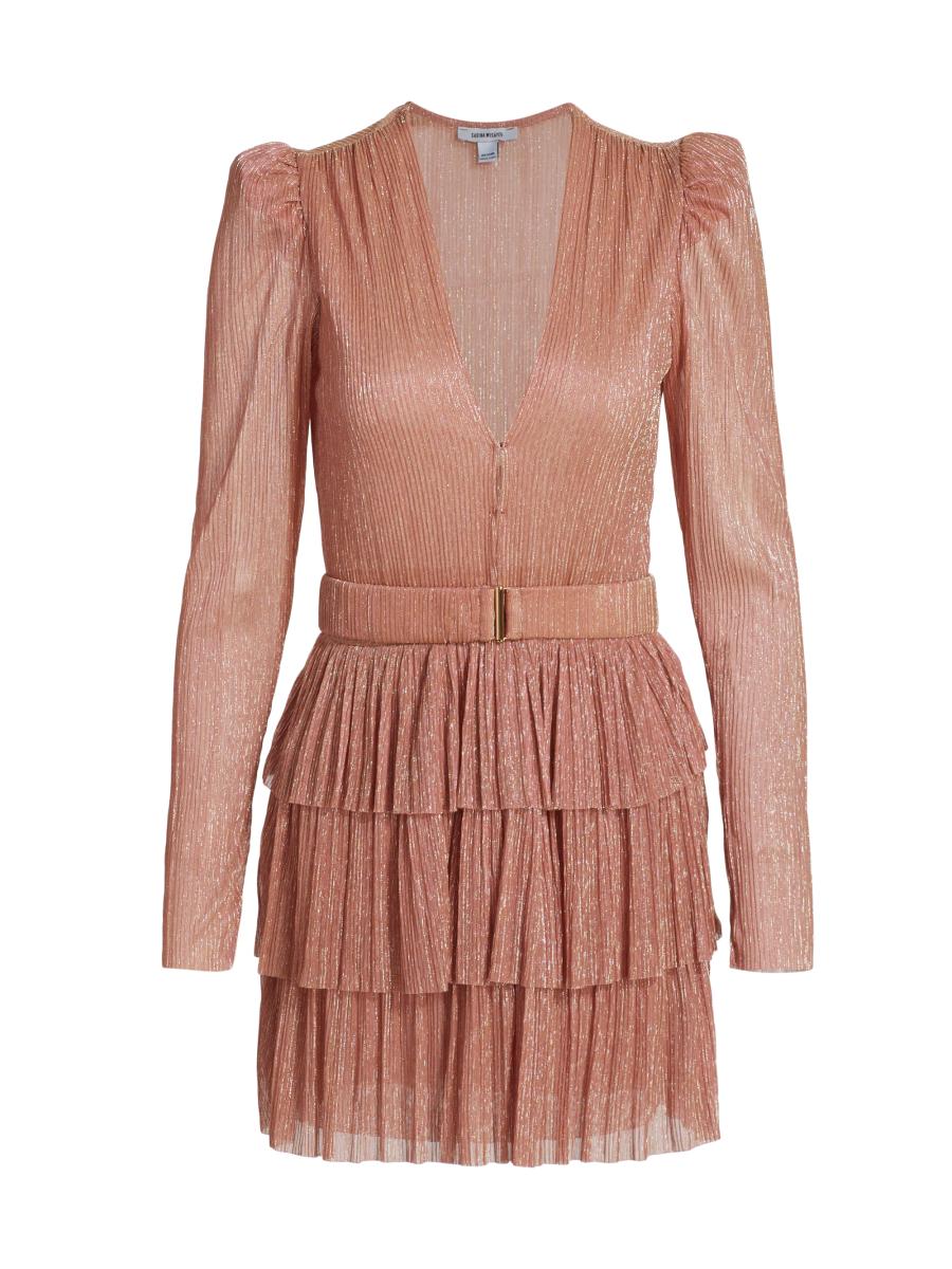 Sabina Musáyev Carry Metallic Foil Ruffled Minidress | Saks Fifth