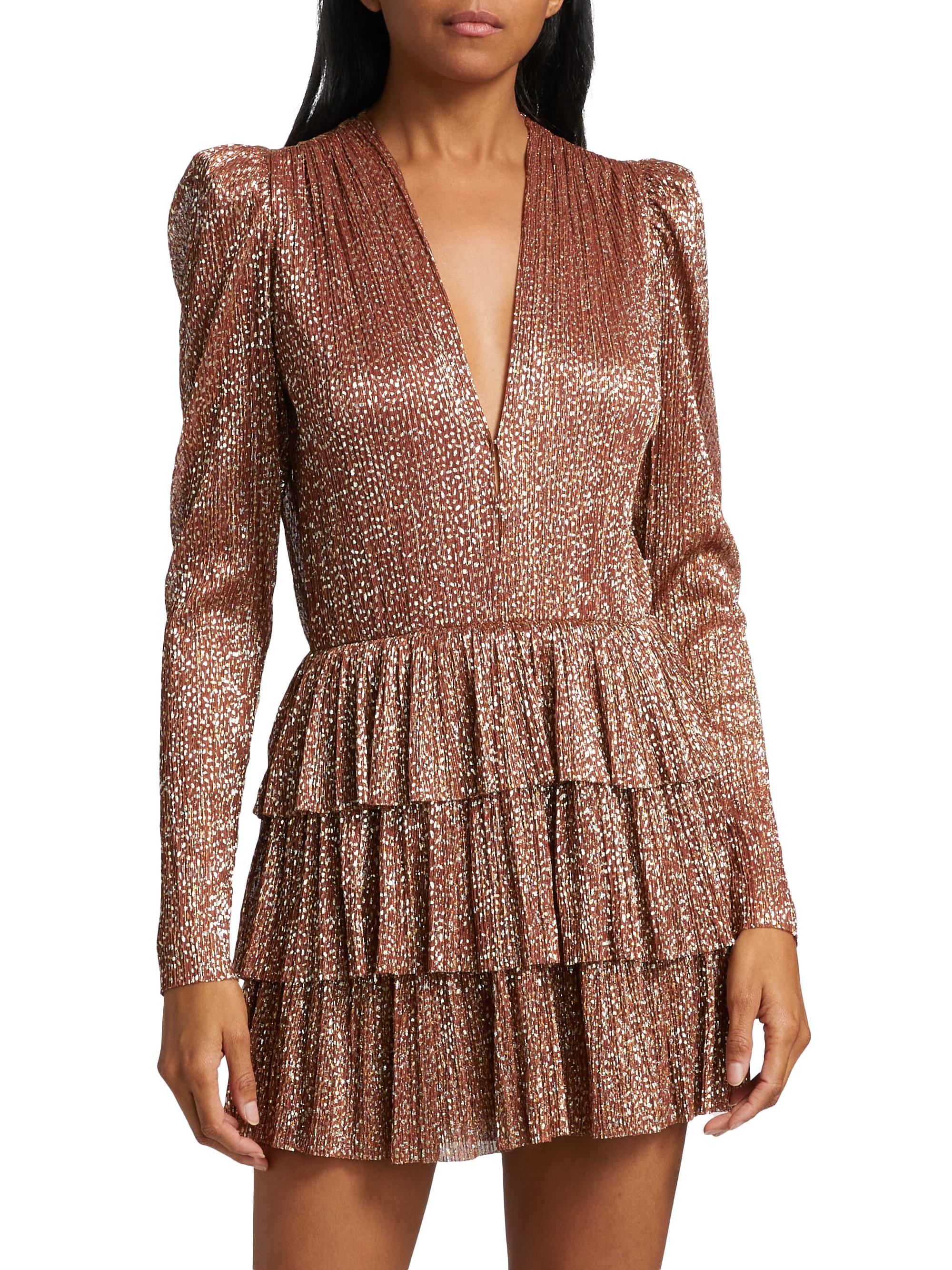 Sabina Musyev Carry Metallic Foil Ruffled Minidress | Saks Fifth Avenue