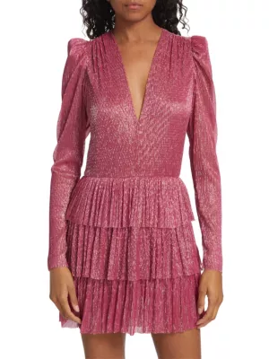 Shop Sabina Musáyev Carry Metallic Foil Ruffled Minidress | Saks Fifth  Avenue