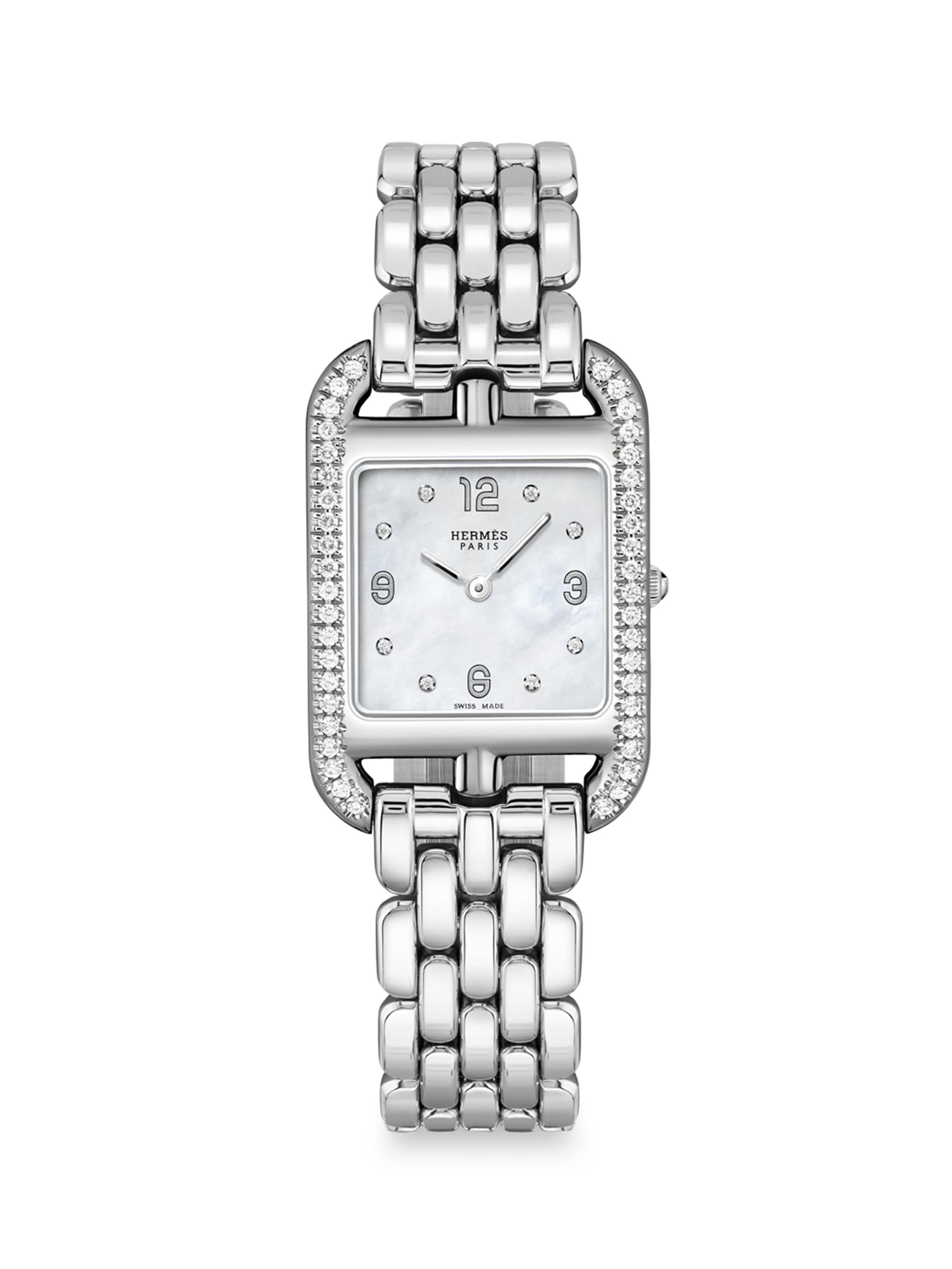 HERMÈS Women's Cape Cod Stainless Steel & Diamond Bracelet Watch - Steel
