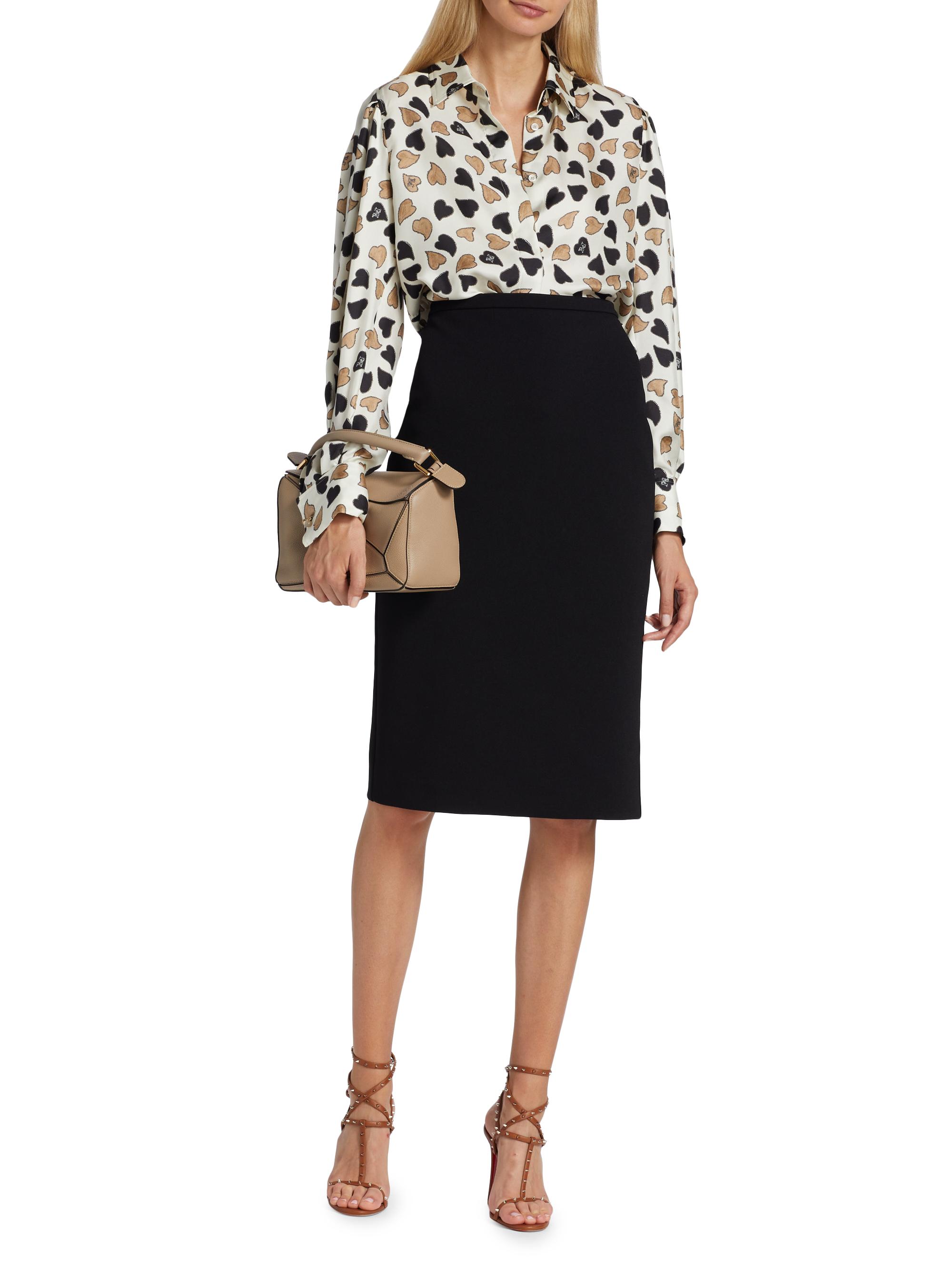 Jersey Ruffle-Hem Pencil Skirt