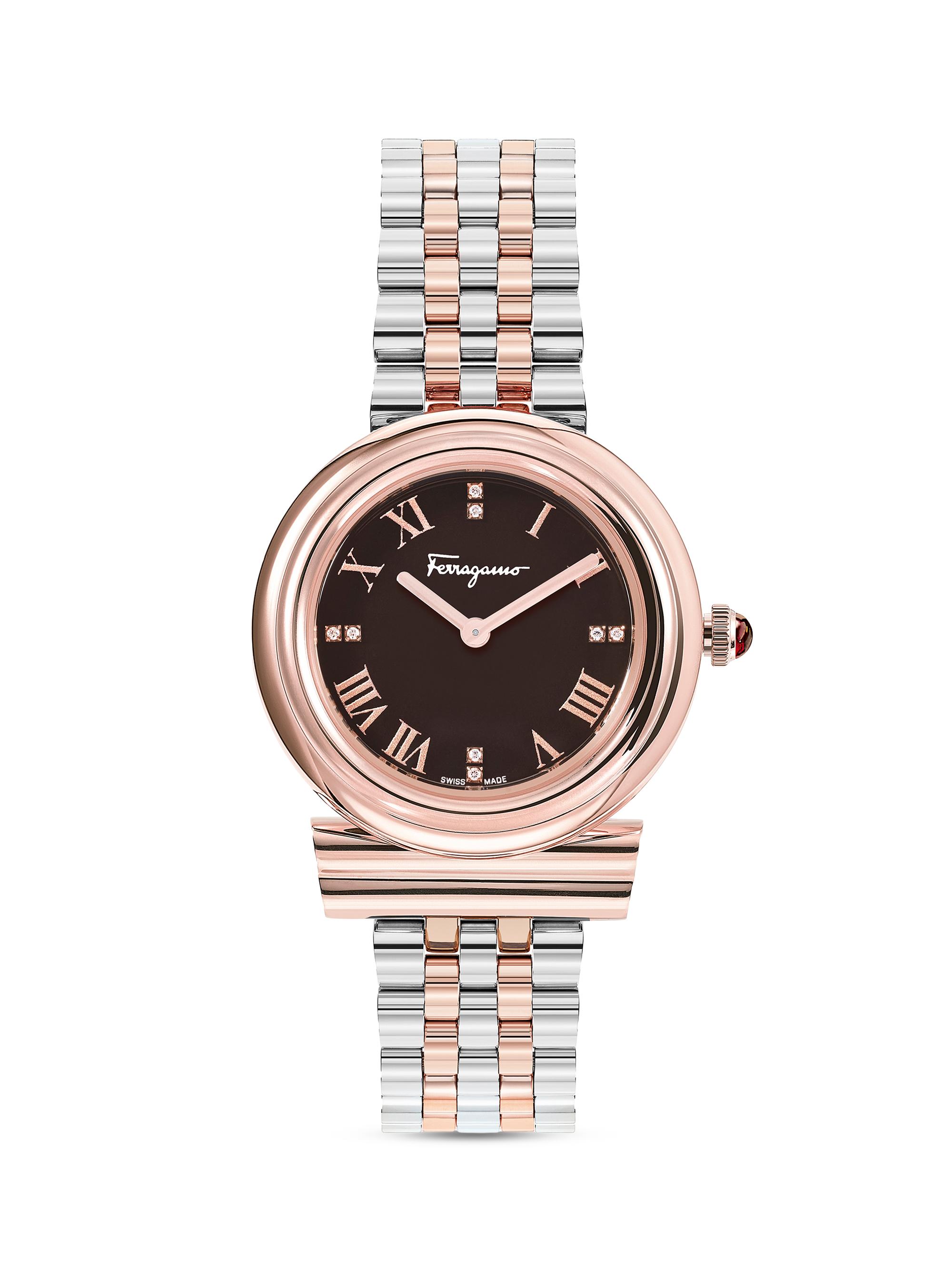 FERRAGAMO Men's Gancini Rose Gold & Stainless Steel Bracelet Watch - Rose Gold