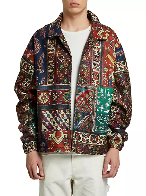Tapestry Oversized Leather Denim Jacket - Ready to Wear