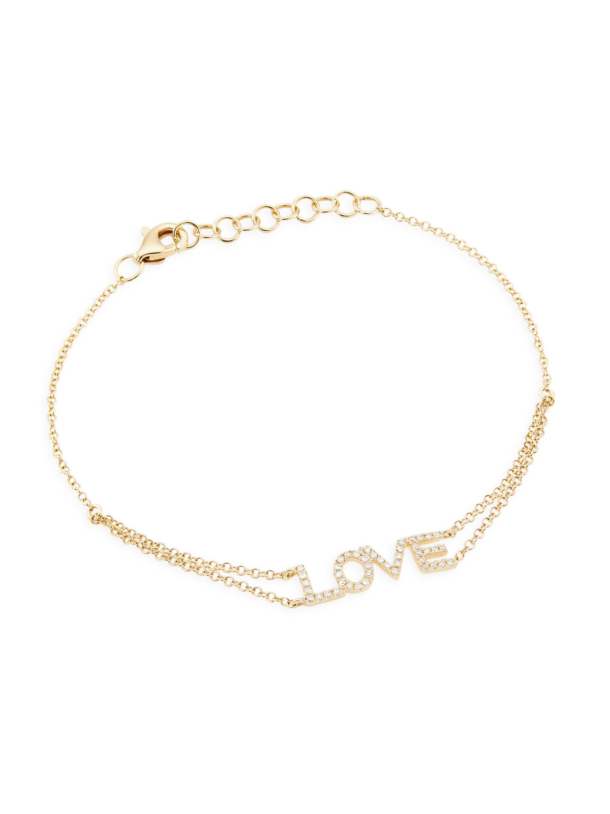 Saks Fifth Avenue Collection Women's 14K Yellow Gold & Diamond "Love" Bracelet - Yellow Gold