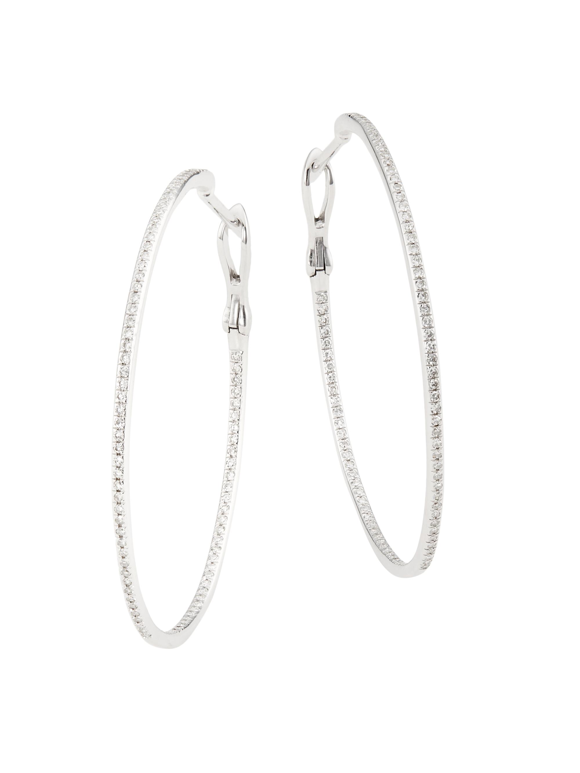 Saks Fifth Avenue Collection Women's 14K White Gold & 0.5 TCW Diamond Inside-Out Hoop Earrings - White Gold