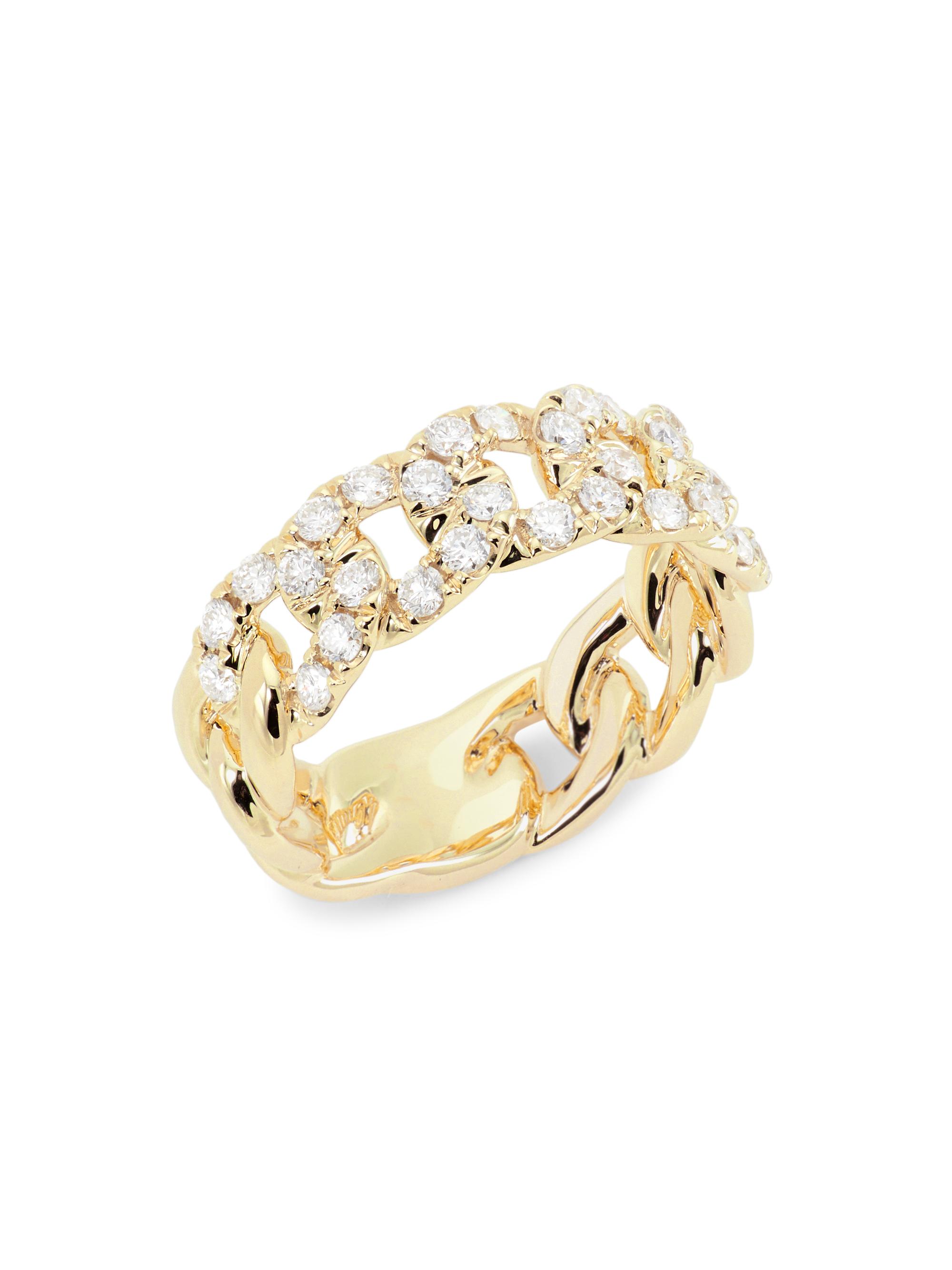 Saks Fifth Avenue Collection Women's 14K Yellow Gold & 0.6 TCW Diamond Curb-Chain Ring - Yellow Gold