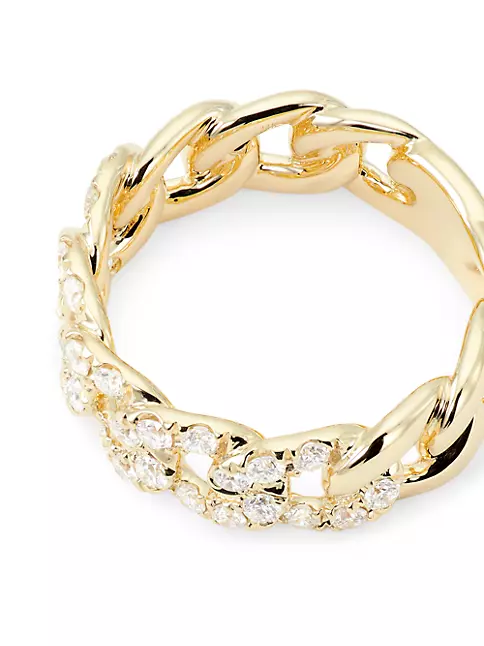 Diamond Curb Chain Ring 14K White Gold / 8