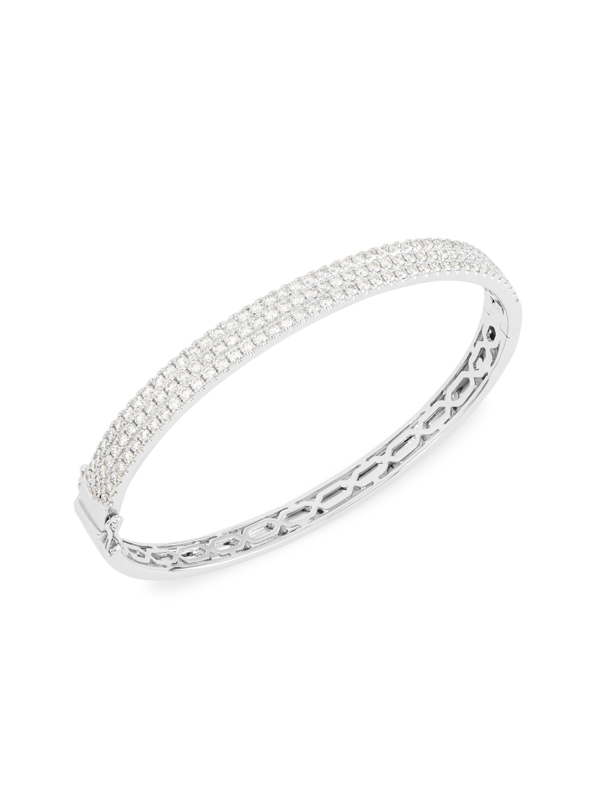 Saks Fifth Avenue Collection Women's 14K White Gold & 2.35 TCW Diamond Three-Row Bangle - White Gold
