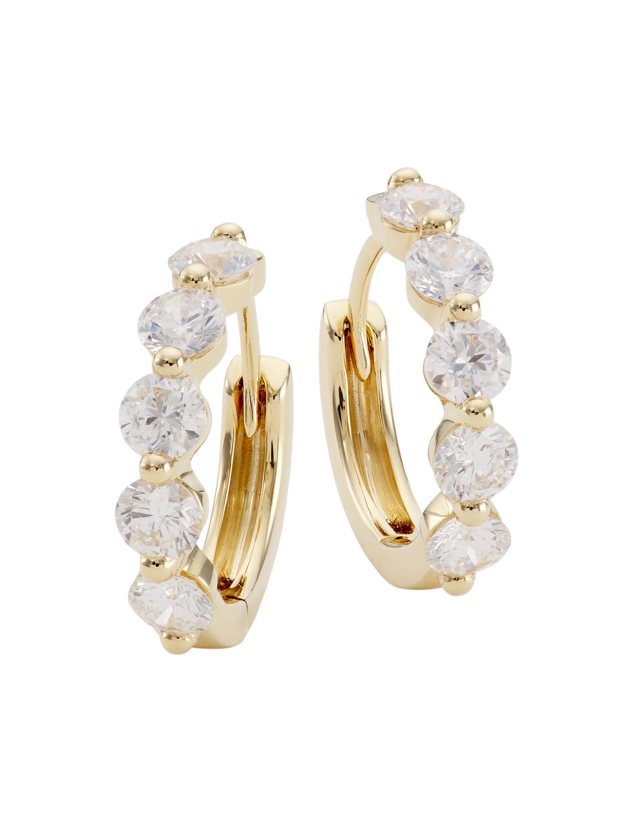 Saks Fifth Avenue Collection Women's 14K Yellow Gold & 0.92 TCW Diamond Huggie Hoop Earrings - Yellow Gold