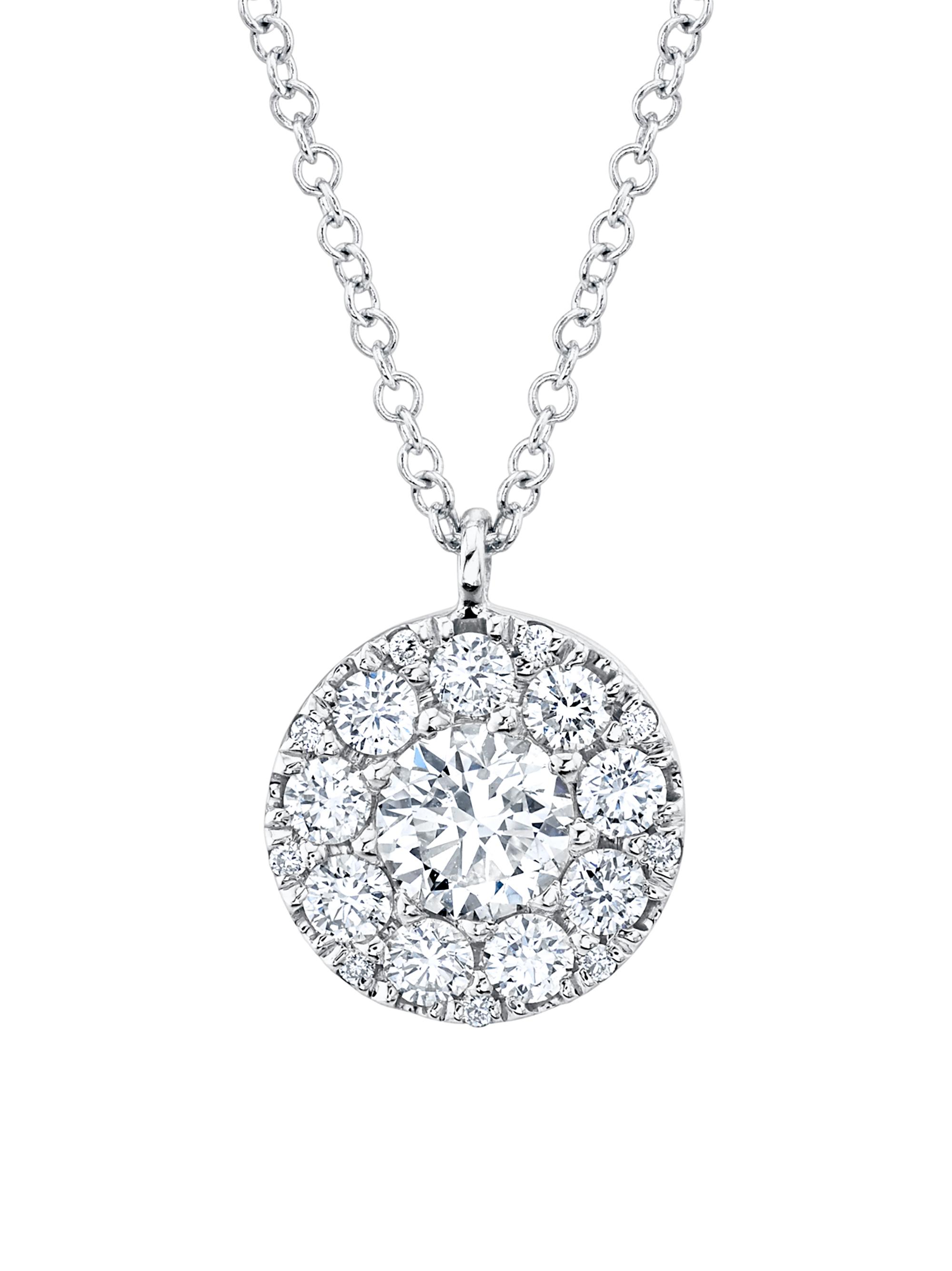 Saks Fifth Avenue Collection Women's 14K White Gold & 0.75 TCW Diamond Cluster Pendant Necklace - White Gold