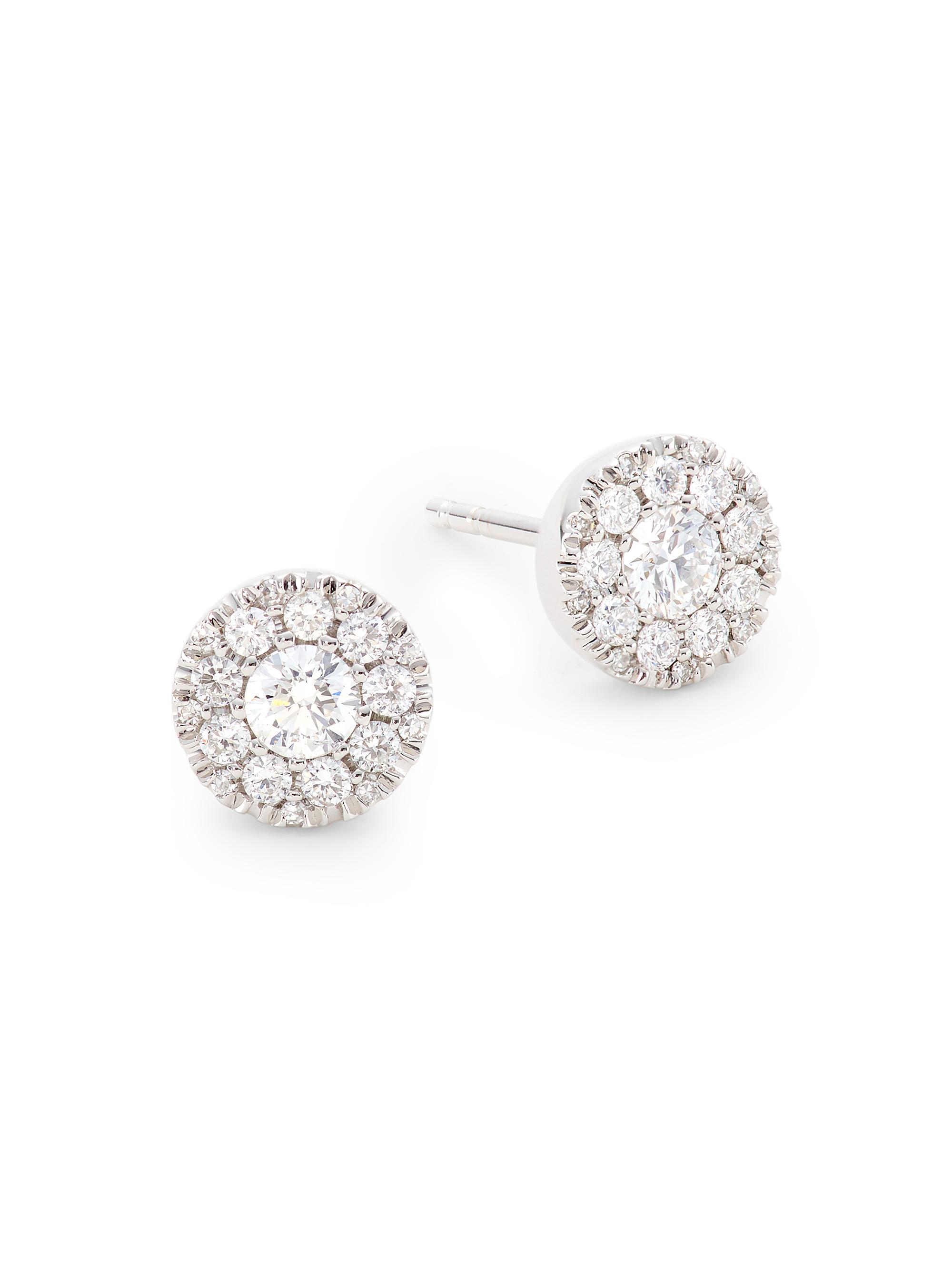 Saks Fifth Avenue Collection Women's 14K White Gold & 0.5 TCW Diamond Cluster Stud Earrings - White