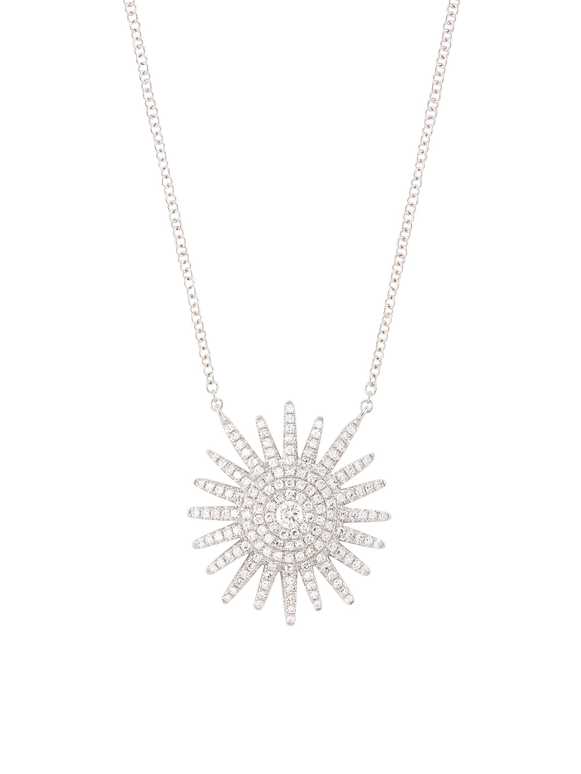 Saks Fifth Avenue Collection Women's 14K White Gold & 0.43 TCW Diamond Starburst Pendant Necklace - White