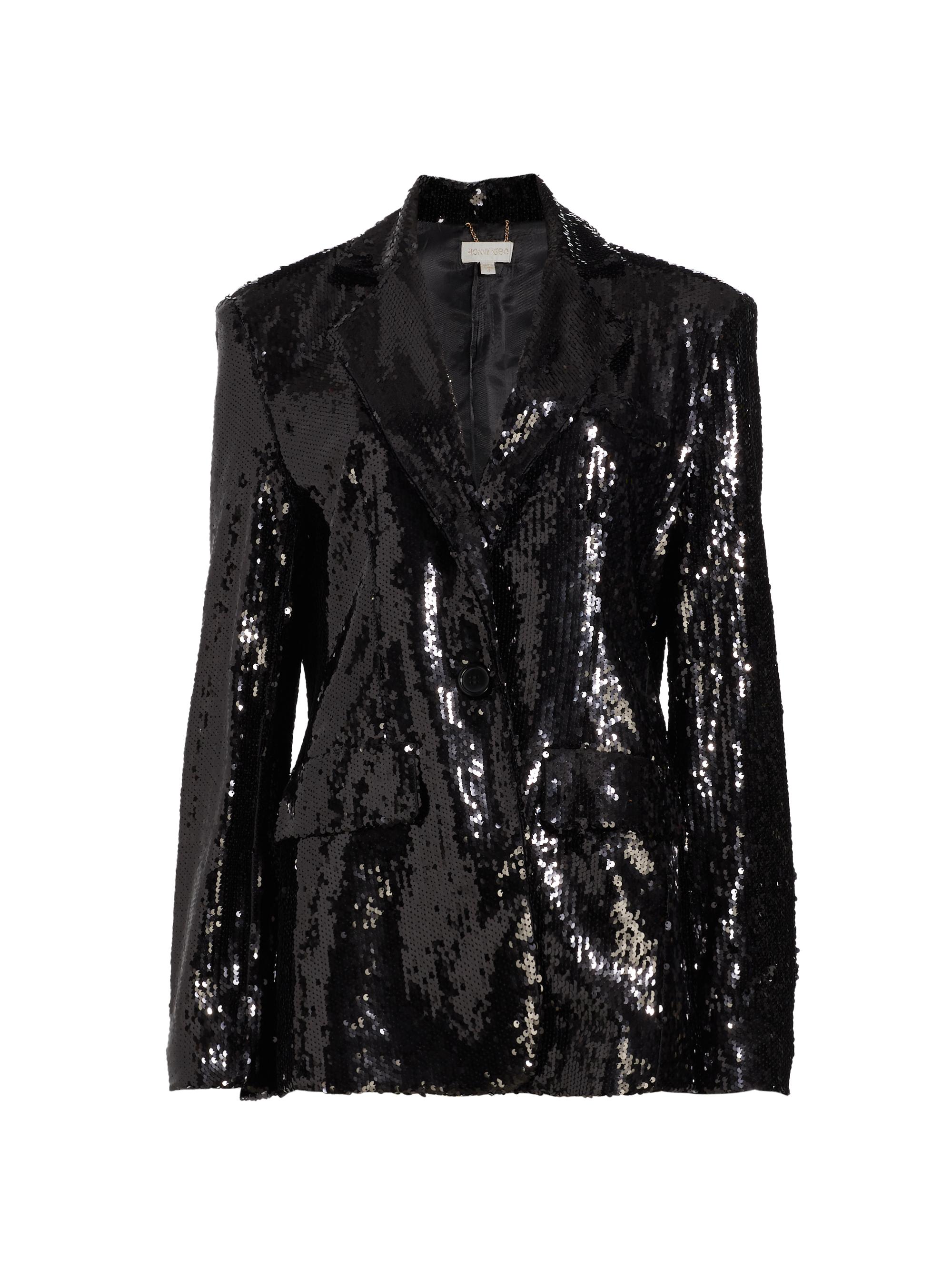 Ronny Kobo Women's Chessy Notched Sequin Blazer - Black