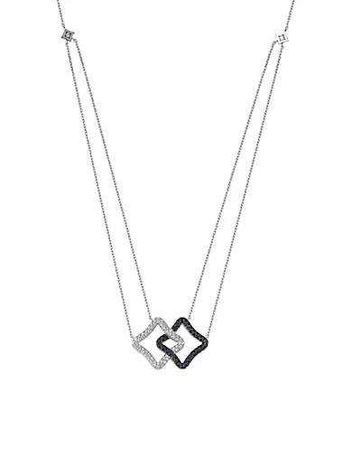 Duality 18K White Gold, Sapphire, & Diamond Double-Pendant Necklace